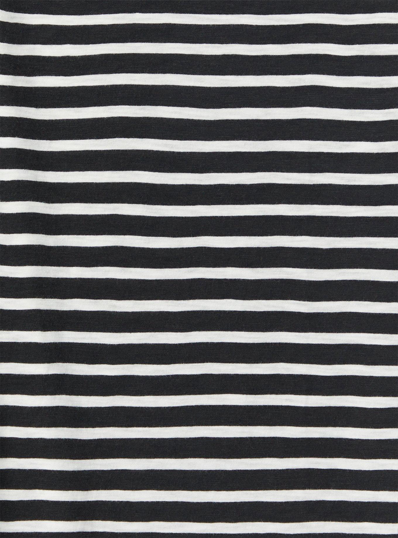 Plus Size Off-Shoulder Heritage Slub Short Sleeve Tee, BLACK WHITE STRIPE, alternate