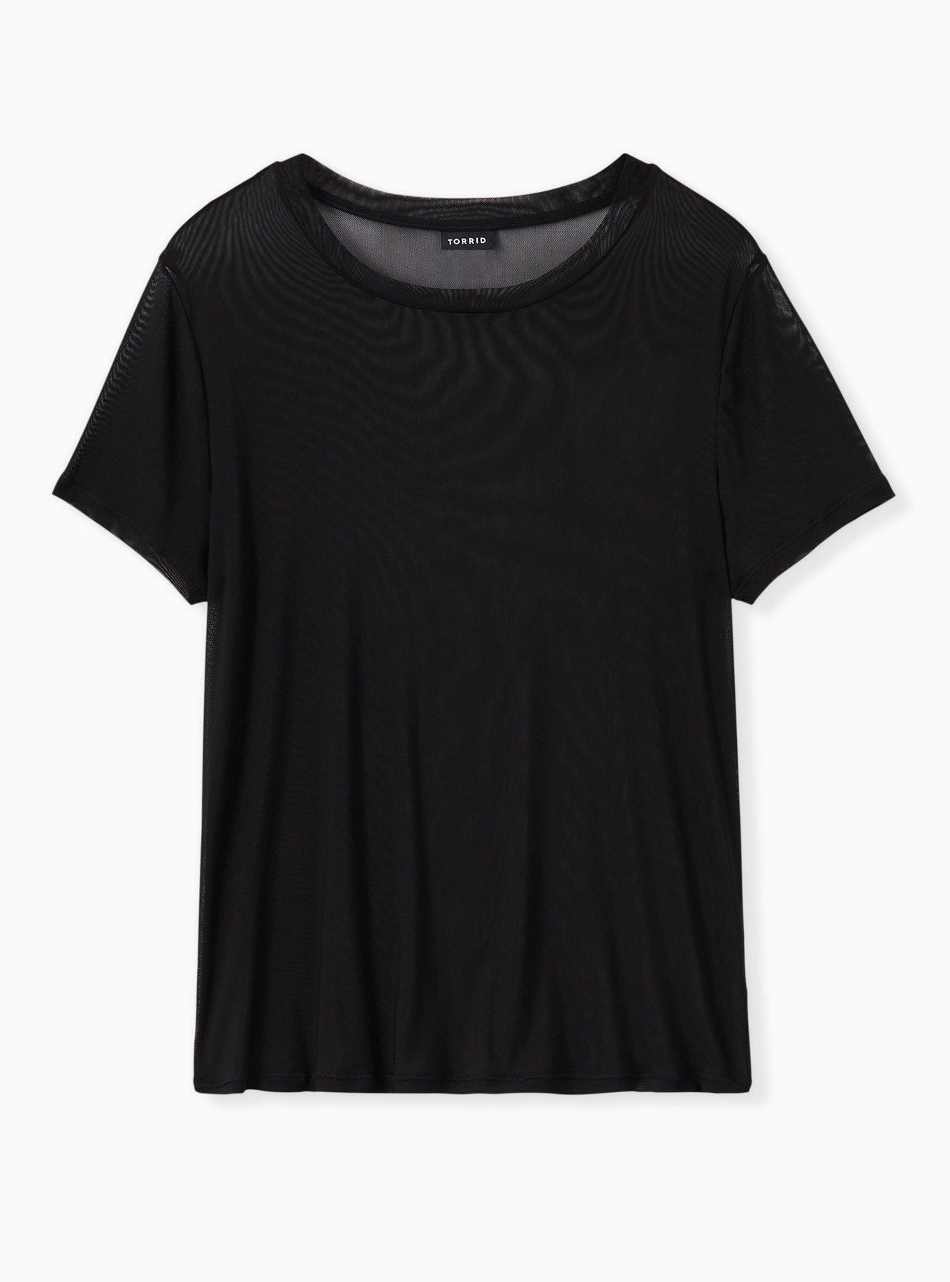 Sheer Mesh Crew Neck Tee, , hi-res