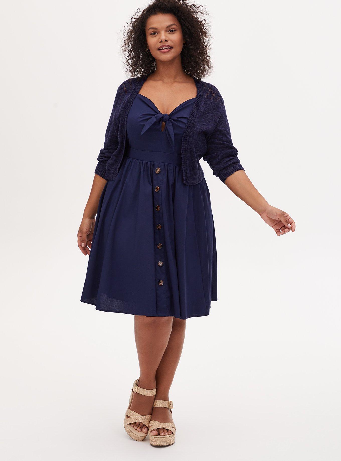 Plus Size Mini Poplin Tie Front Skater Dress Torrid