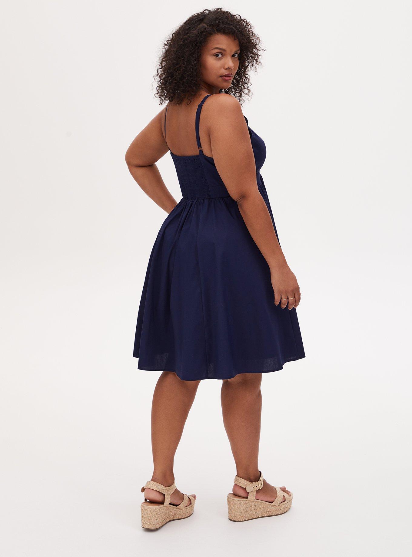 Plus Size Mini Poplin Tie Front Skater Dress Torrid