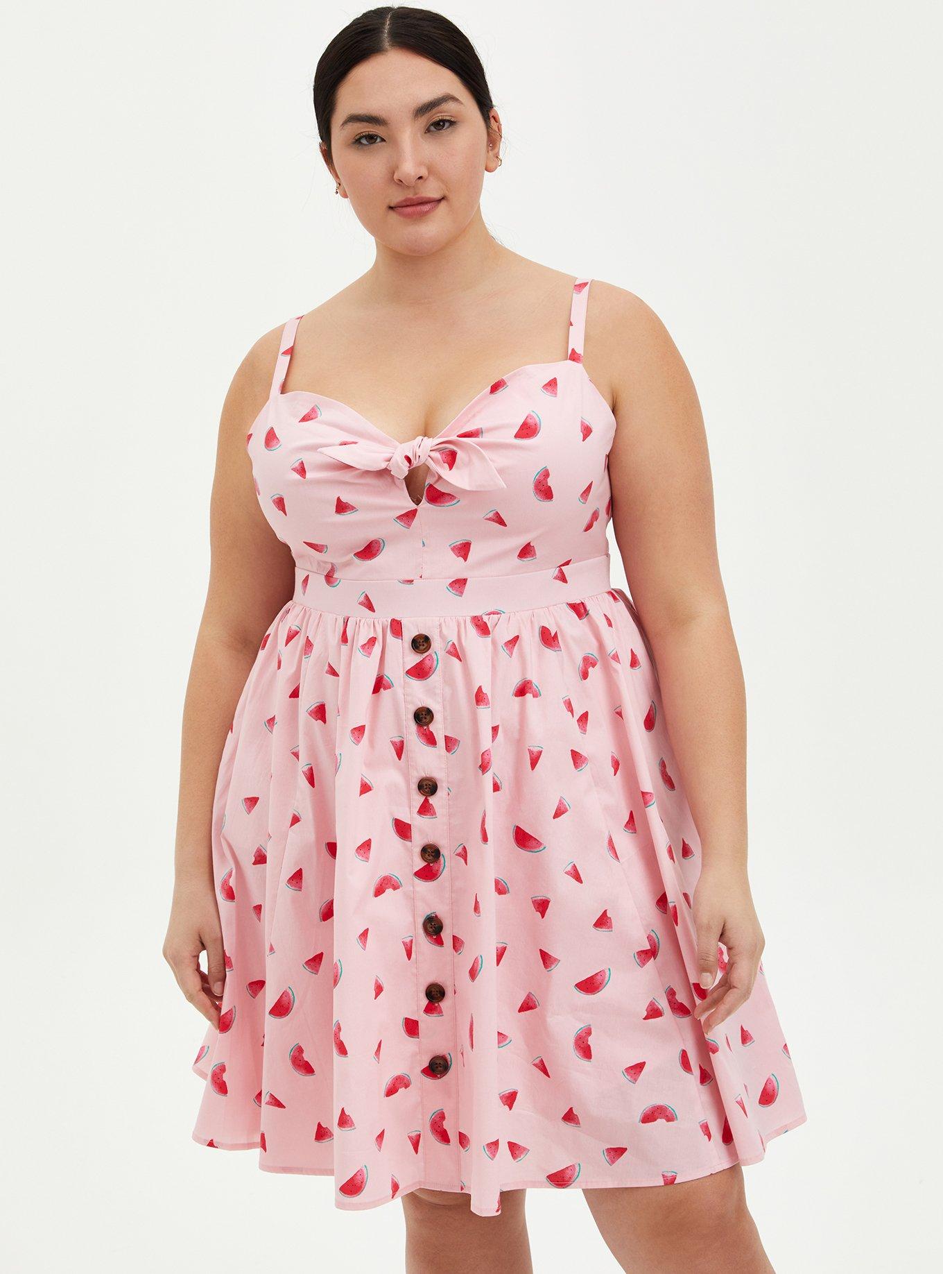 Plus Size - Mini Poplin Tie-Front Skater Dress - Torrid