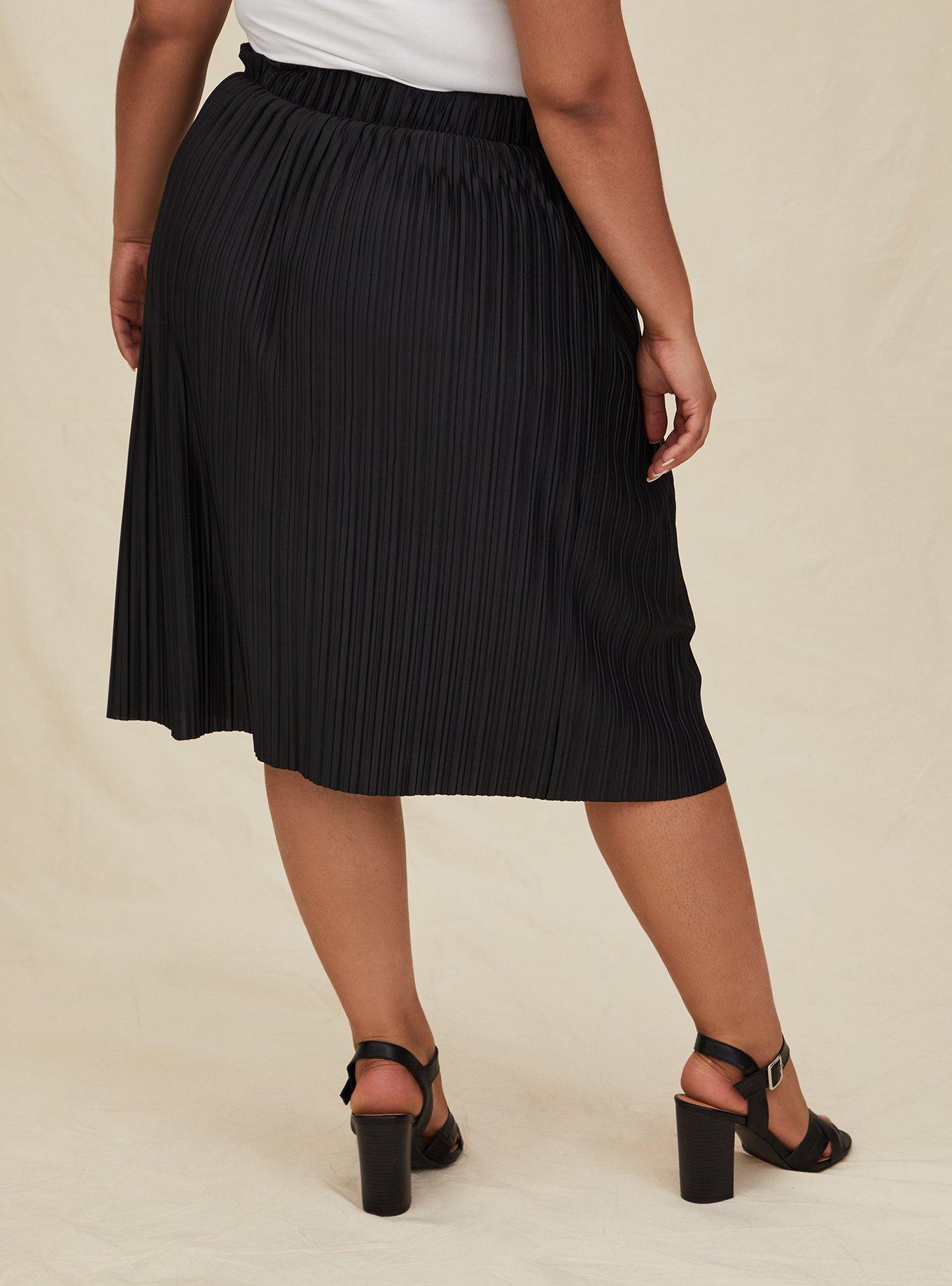 Midi Knit Pleated Skirt, DEEP BLACK, alternate