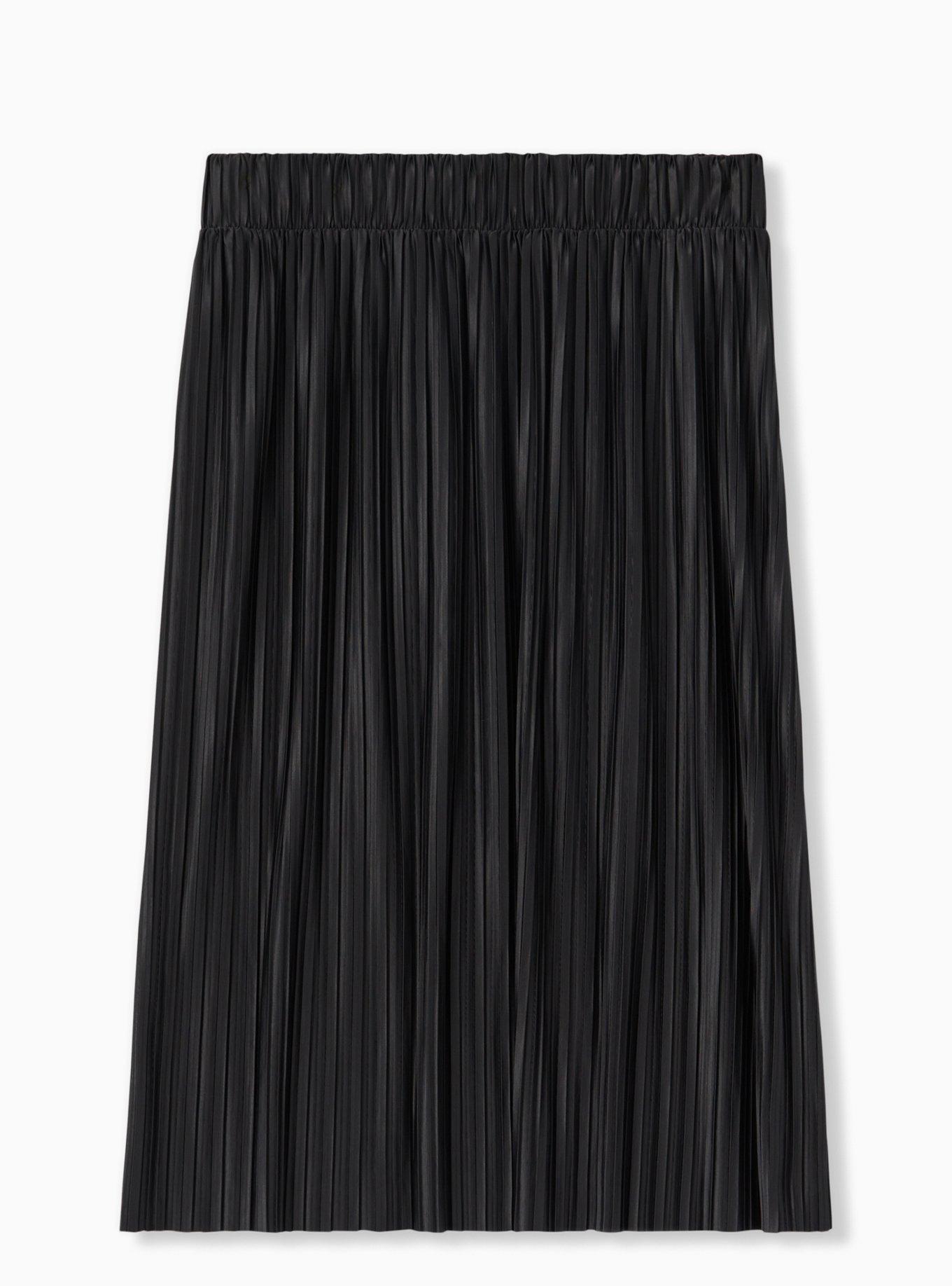 Midi Knit Pleated Skirt, DEEP BLACK, alternate