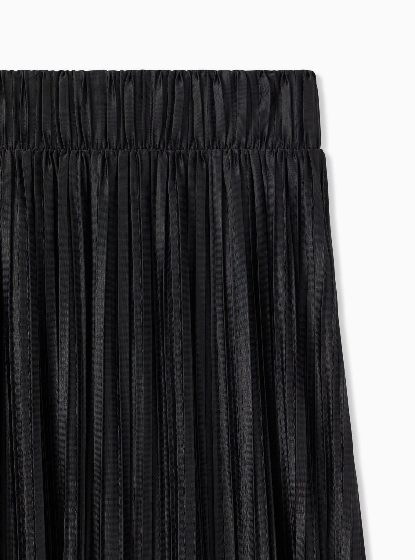 Midi Knit Pleated Skirt, DEEP BLACK, alternate