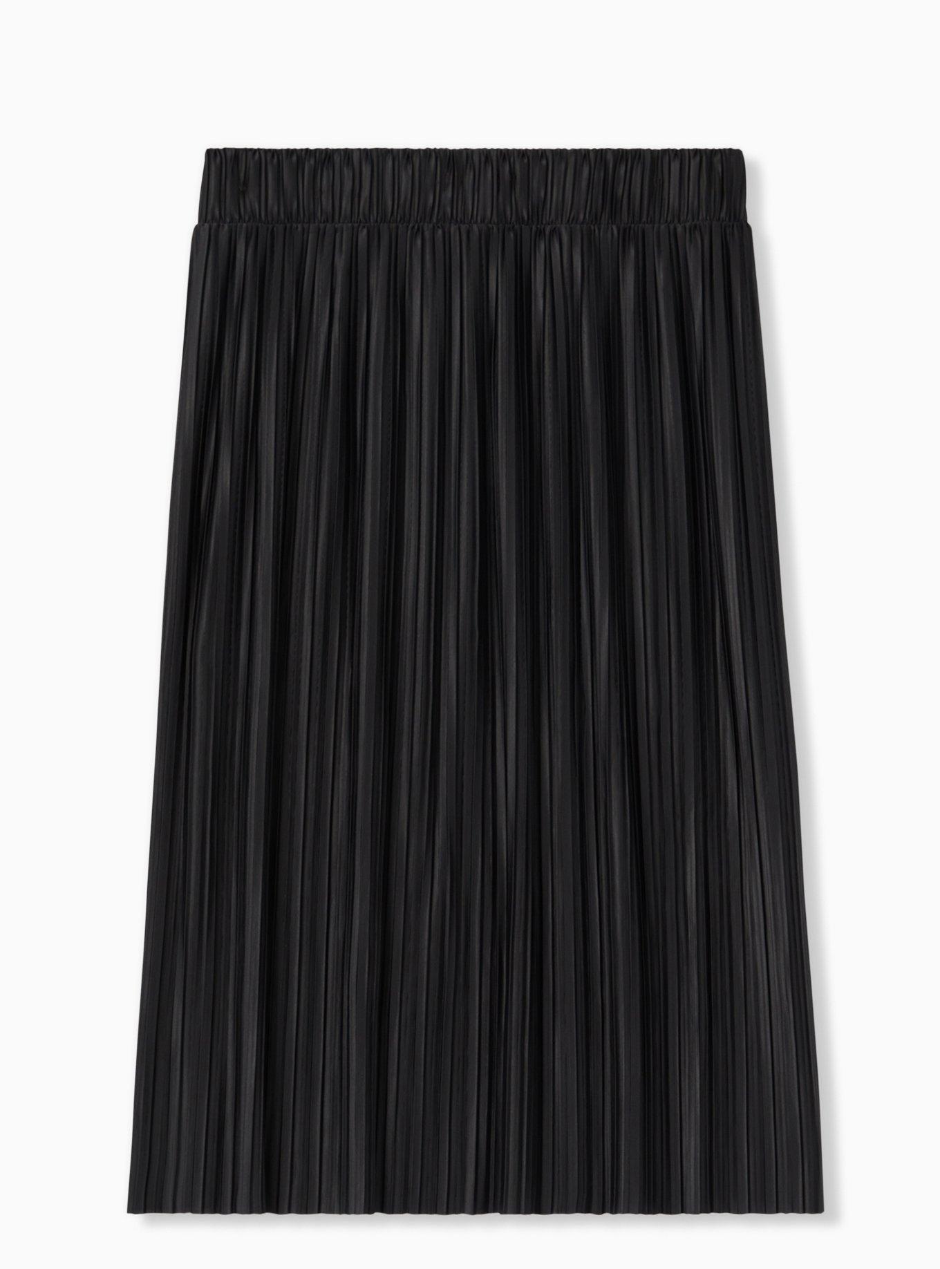 Midi Knit Pleated Skirt, DEEP BLACK, alternate