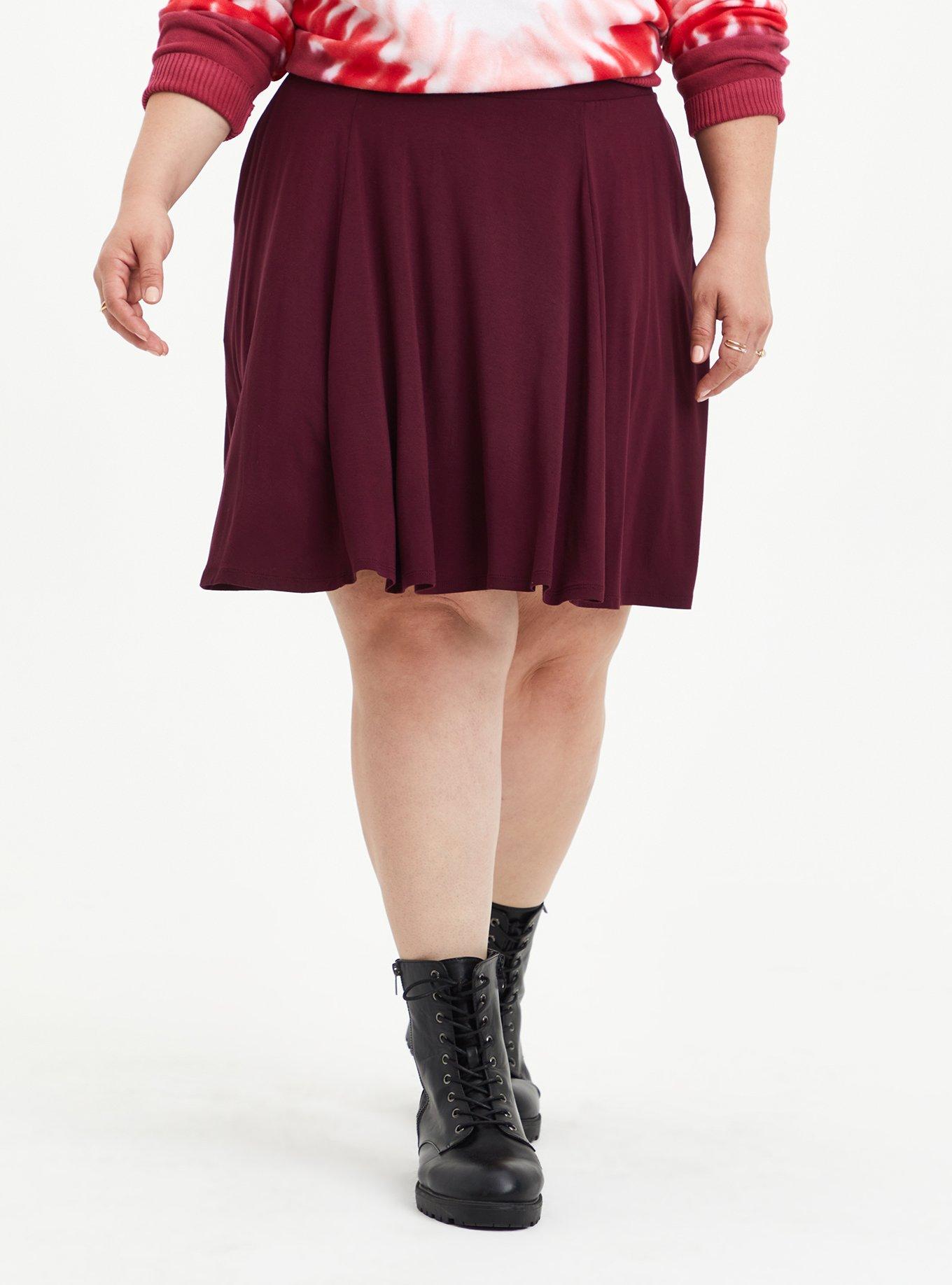 Plus size 2025 burgundy skater skirt