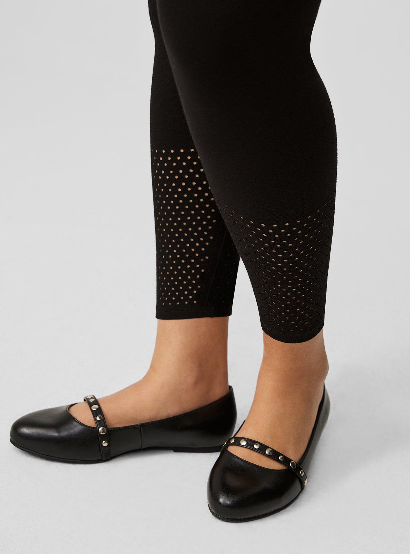 Plus Size - Crop Premium Legging - Perforated Hem Black - Torrid