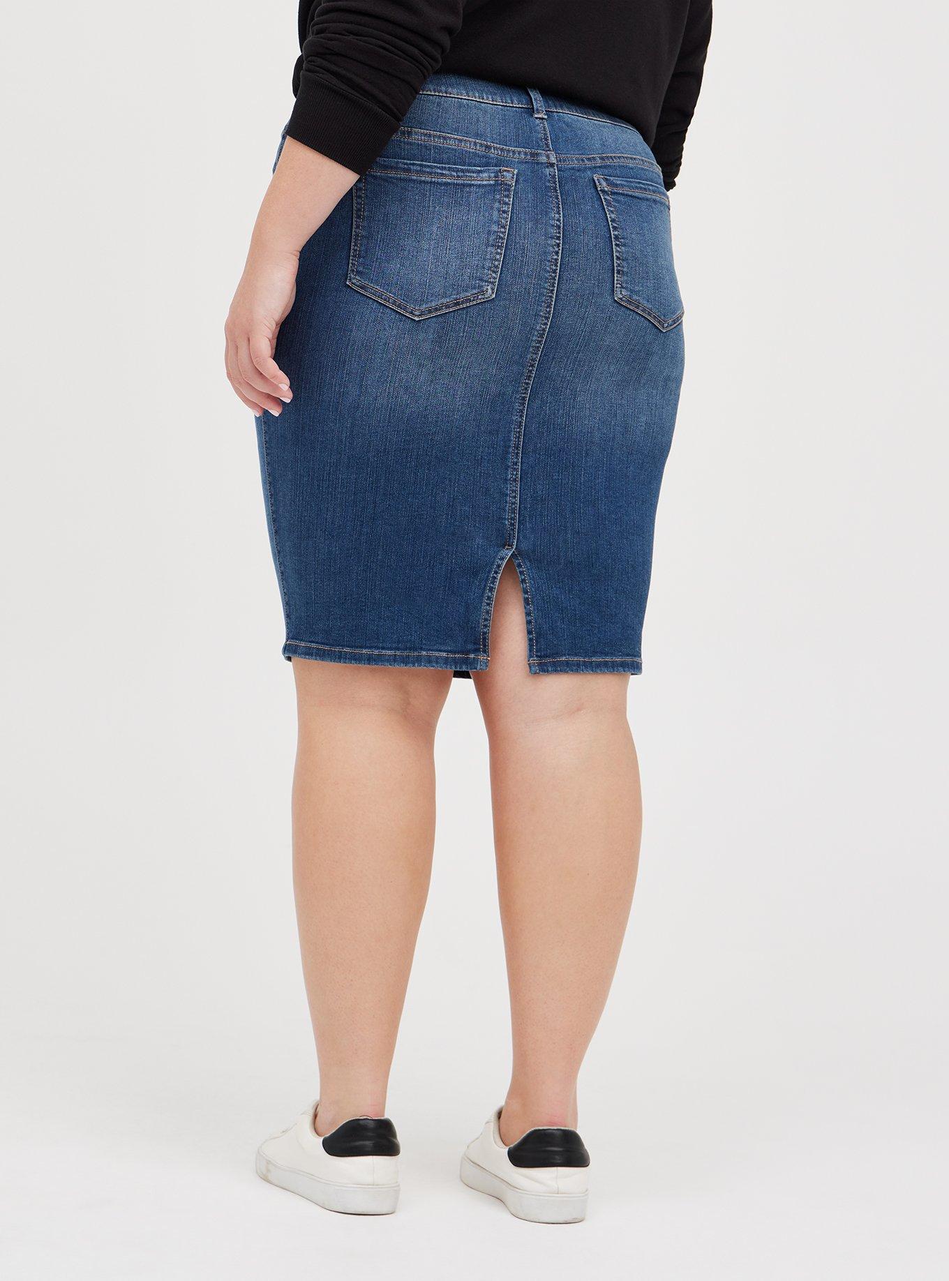 Plus size outlet denim skirt 9mm