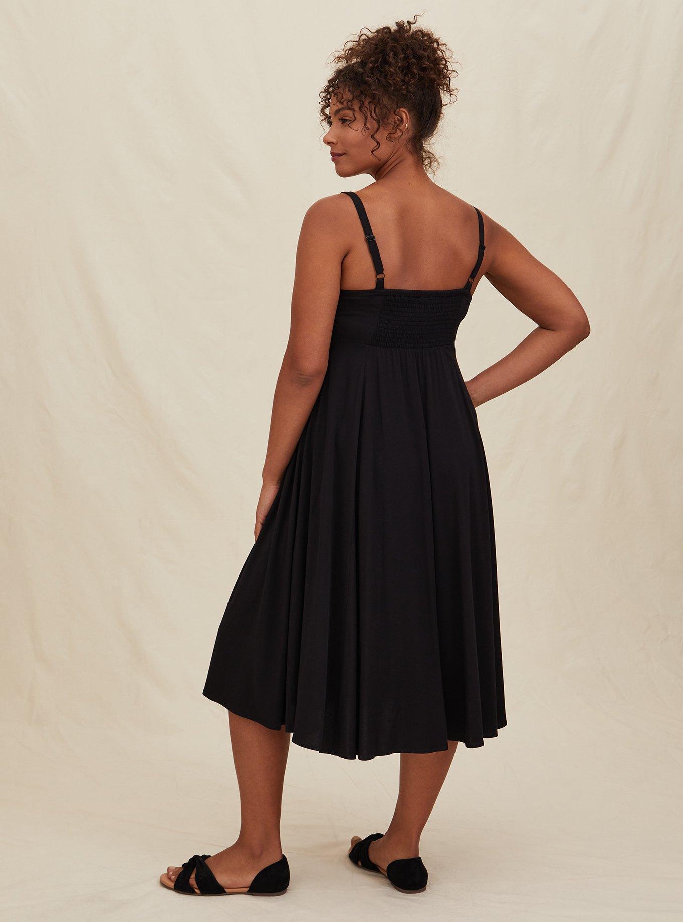 Asymmetrical button front outlet midi dress