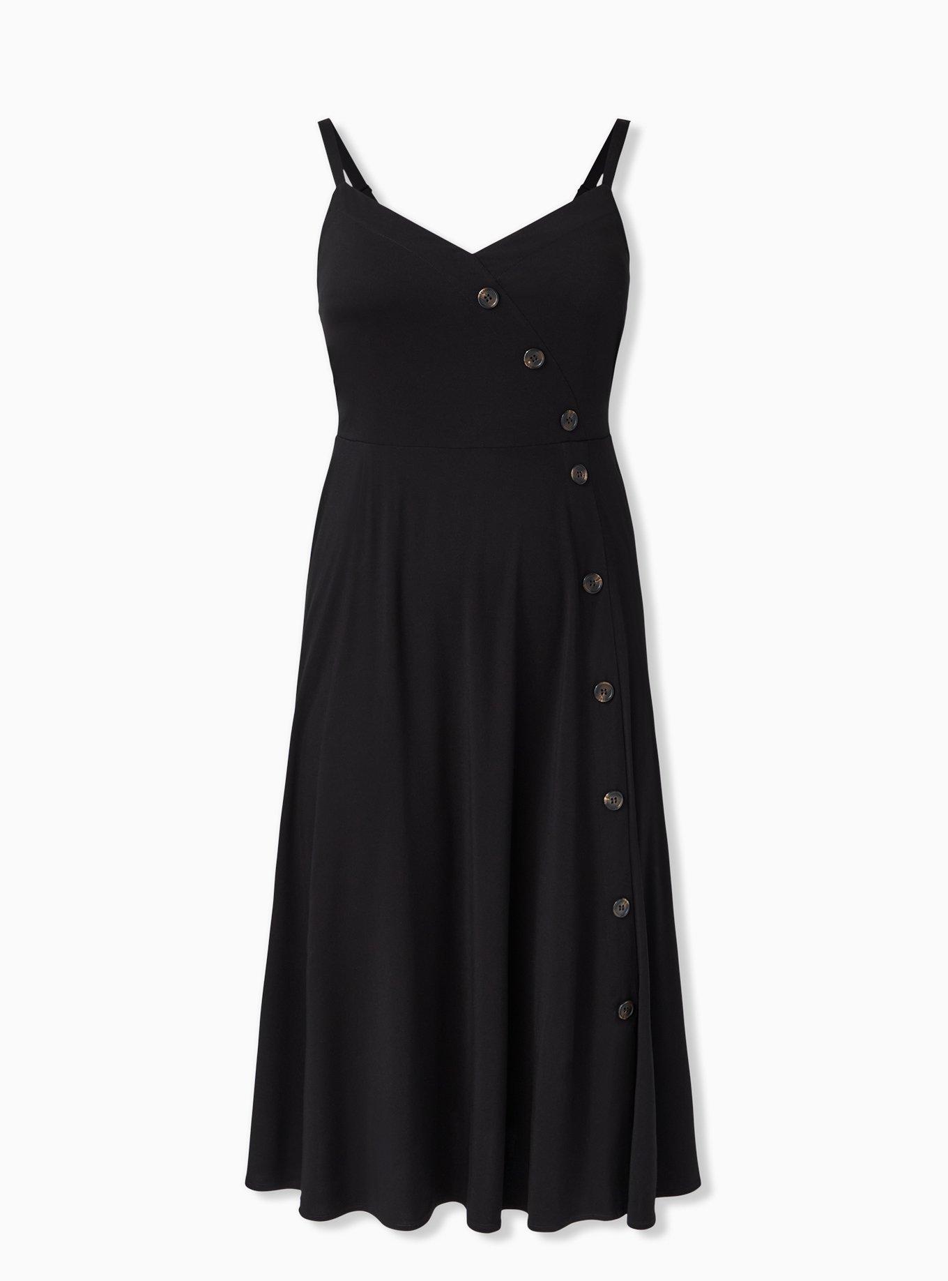 asymmetrical button front dress Standards & Practices Black and Leopard Print Asymmetrical Hem Button-Up Wrap Dress