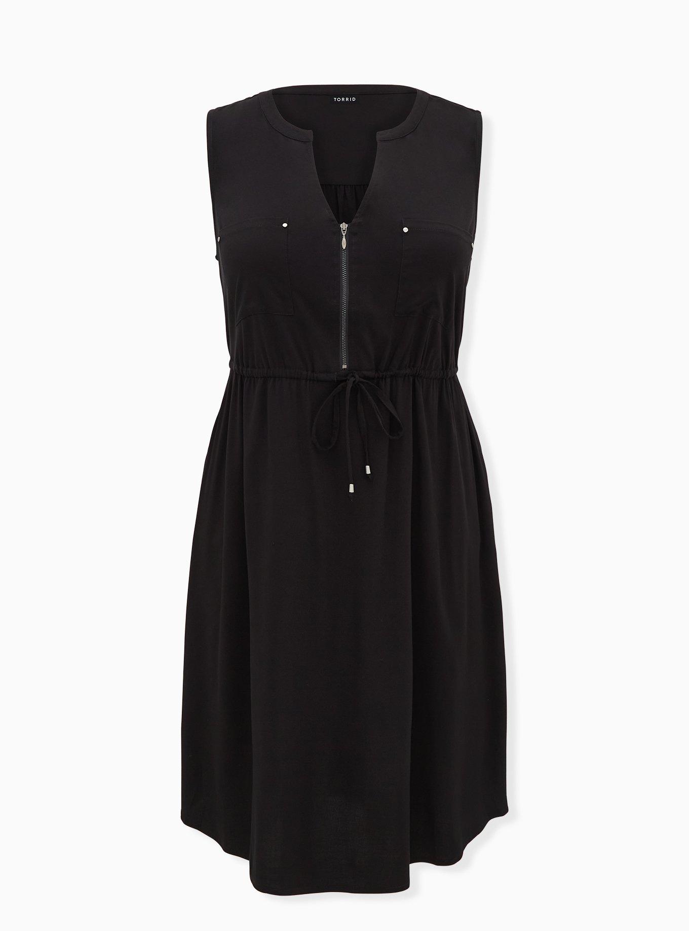 Mini Challis Zip-Front Shirt Dress