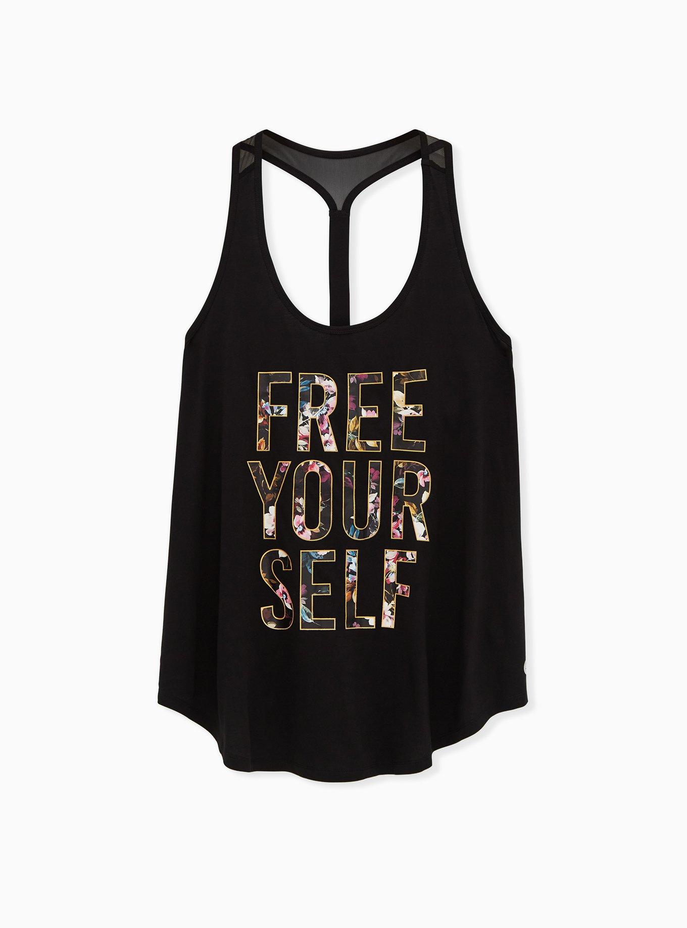 Performance Cotton Scoop Neck Sleeveless Active Tank, BLACK FREE SOUL, alternate