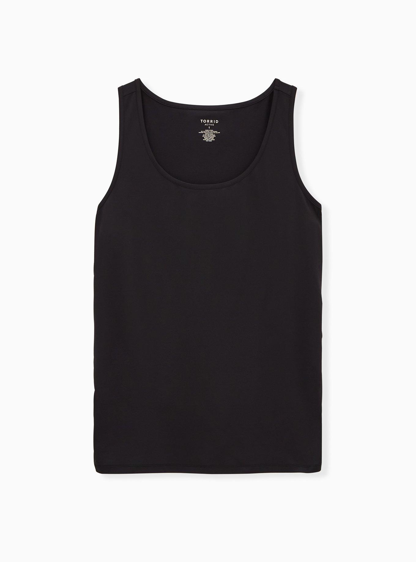 Performance Cotton Ruched Side Scoop Neck Sleeveless Active Tank, DEEP BLACK, hi-res