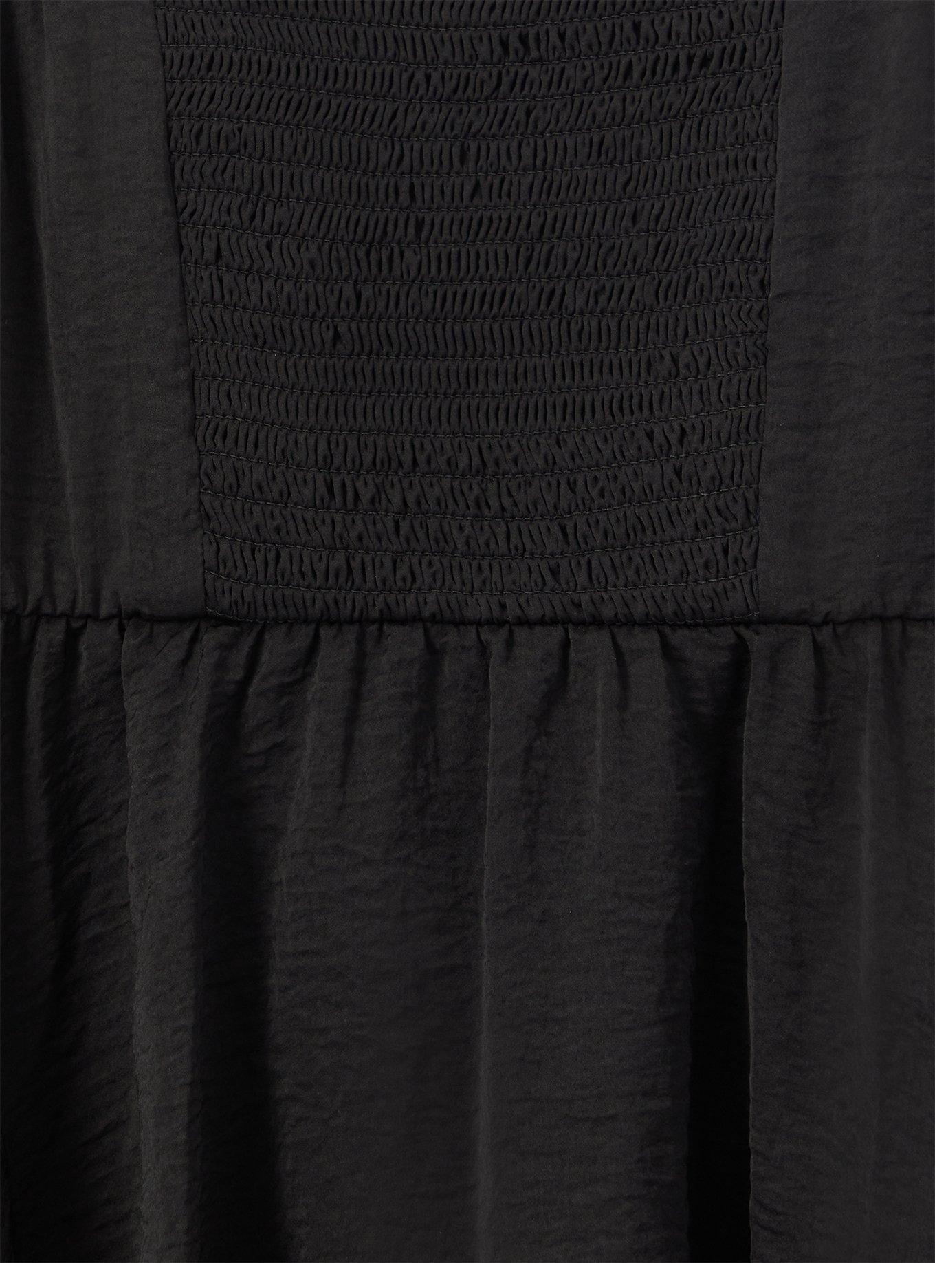 Black Textured Satin Peplum Cami, , alternate