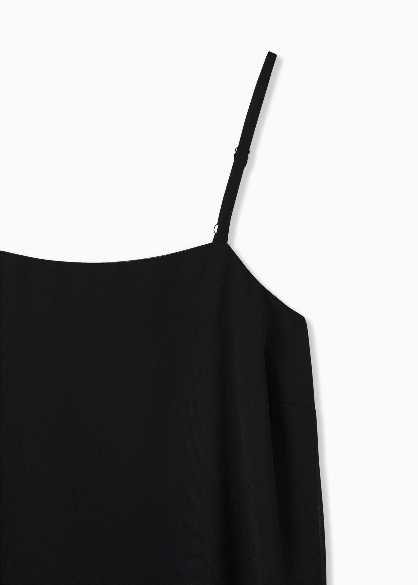 Black Chiffon Double Layer Cami, DEEP BLACK, alternate