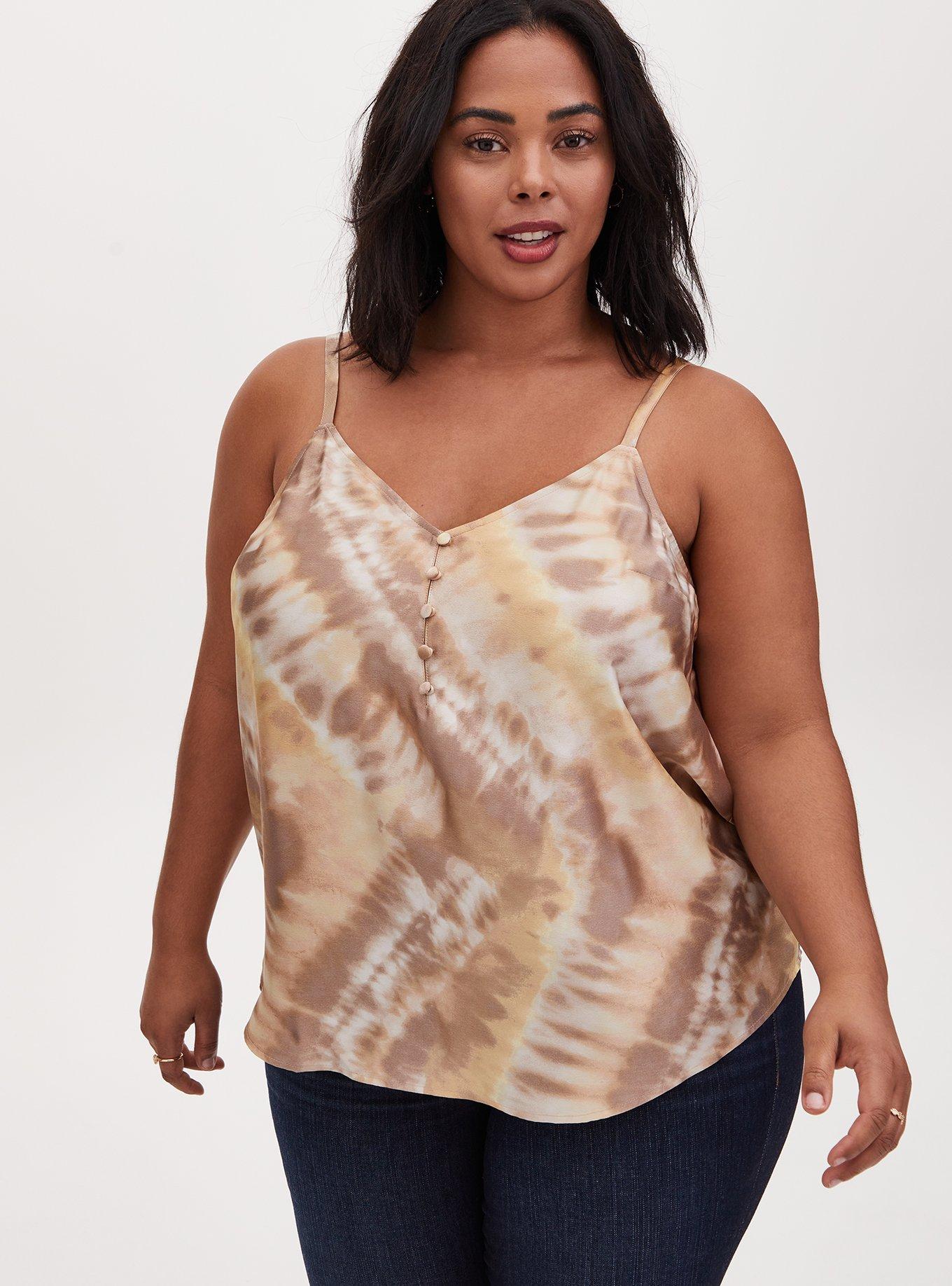 Satin Button-Front Cami, , hi-res