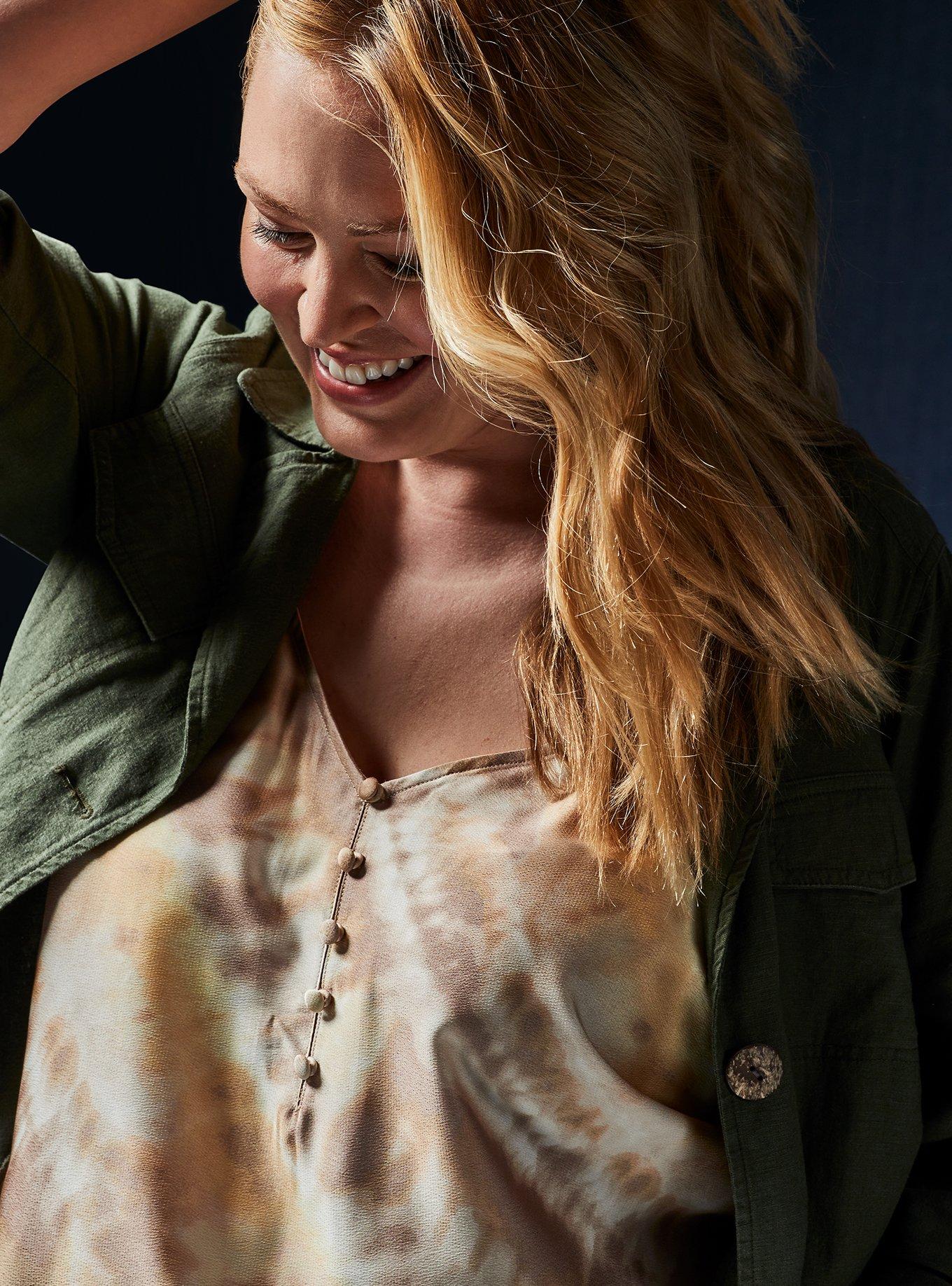 Satin Button-Front Cami, , hi-res