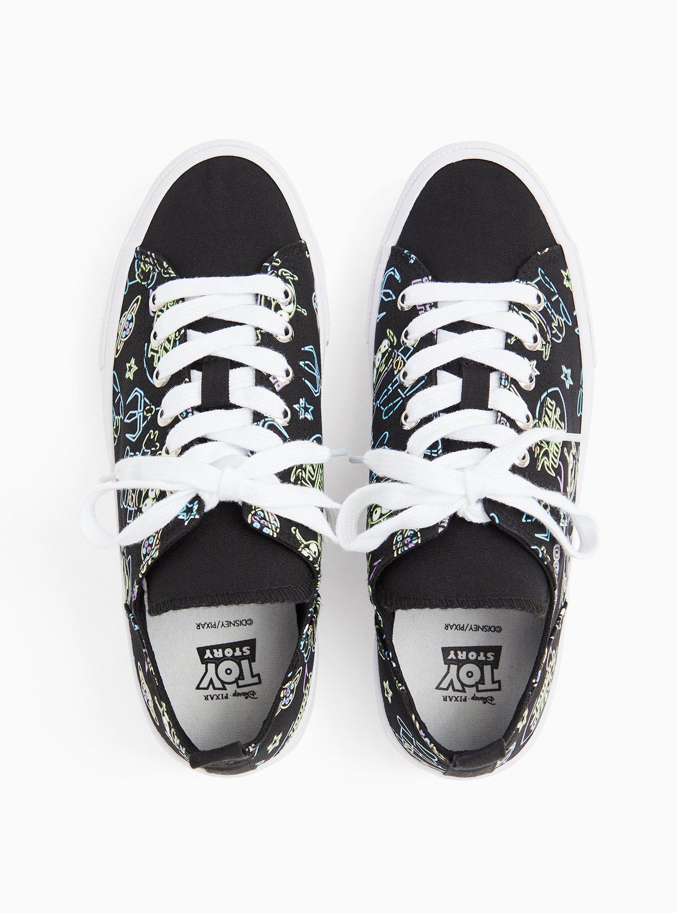 Disney Pixar Toy Story Alien Neon & Black Canvas Sneaker (WW), BLACK, alternate