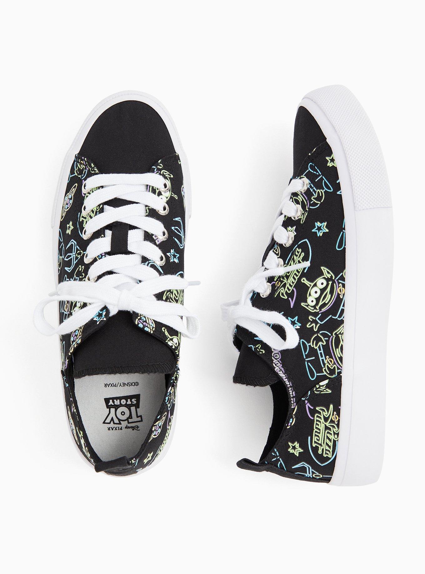 Disney Pixar Toy Story Alien Neon & Black Canvas Sneaker (WW), BLACK, alternate