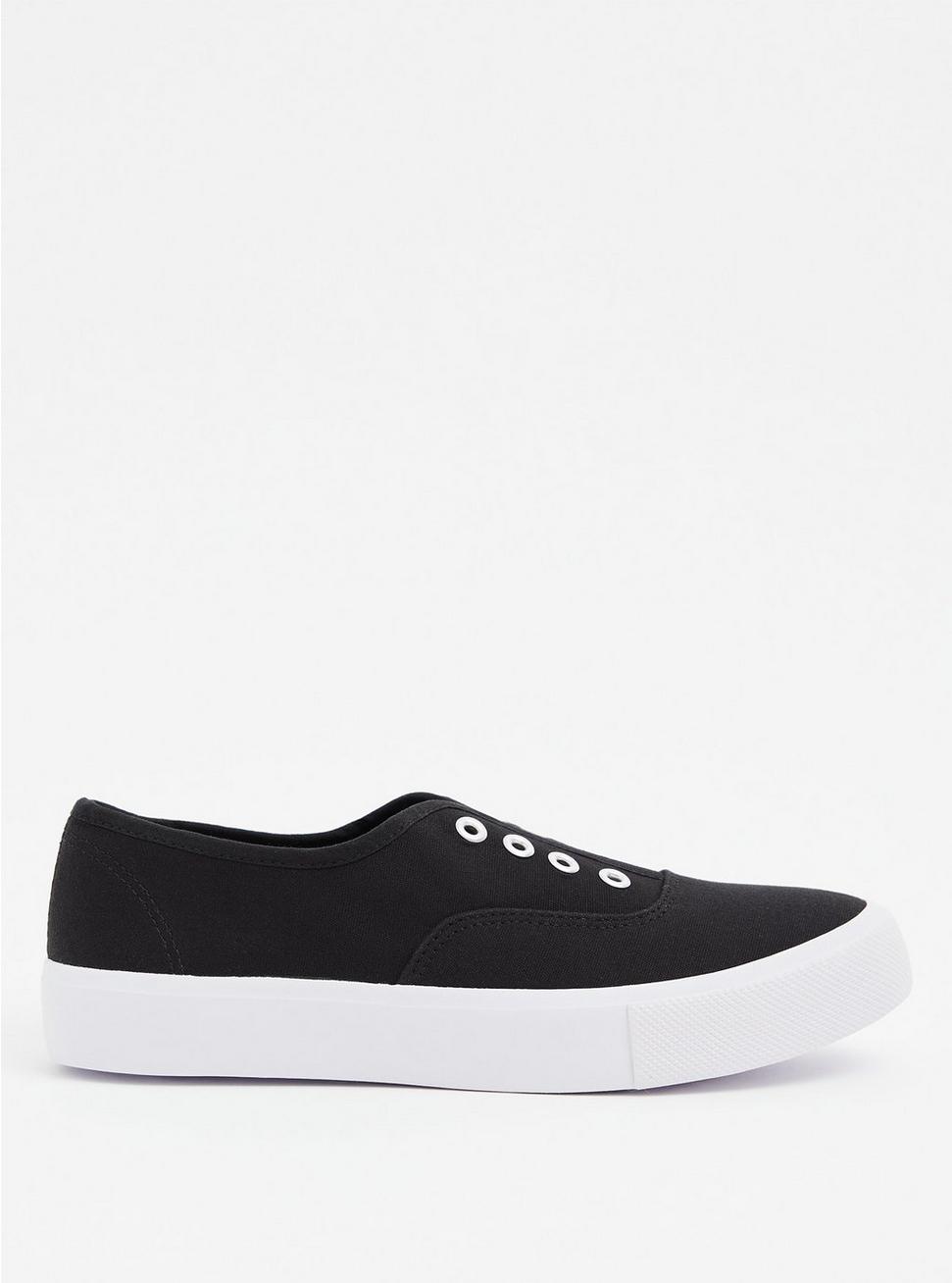 Plus Size - Black Canvas No Laces Slip-On Sneaker (WW) - Torrid