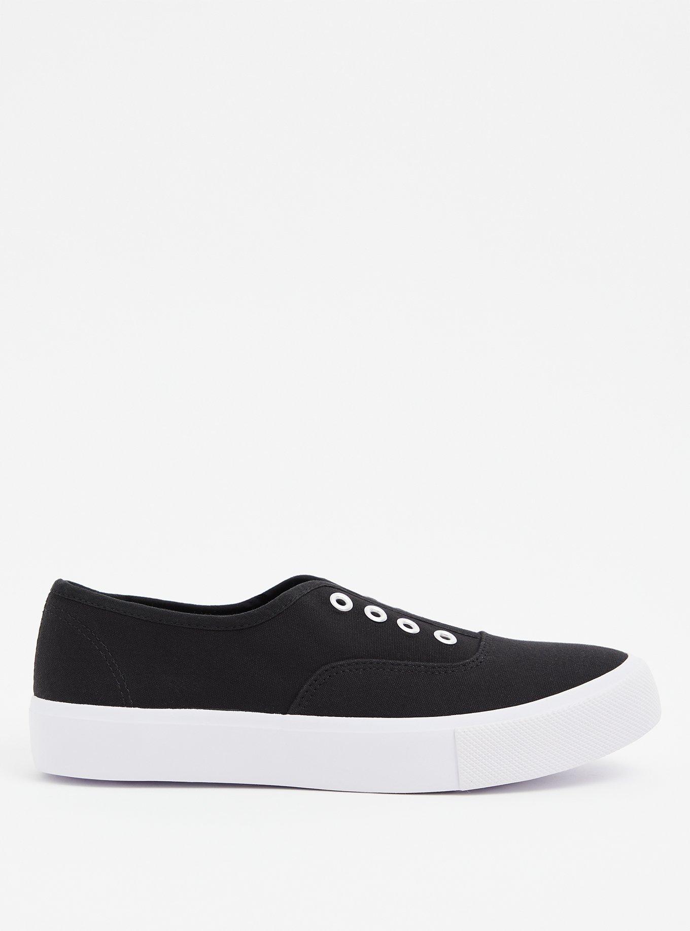 Black Canvas No Laces Slip-On Sneaker (WW), , alternate
