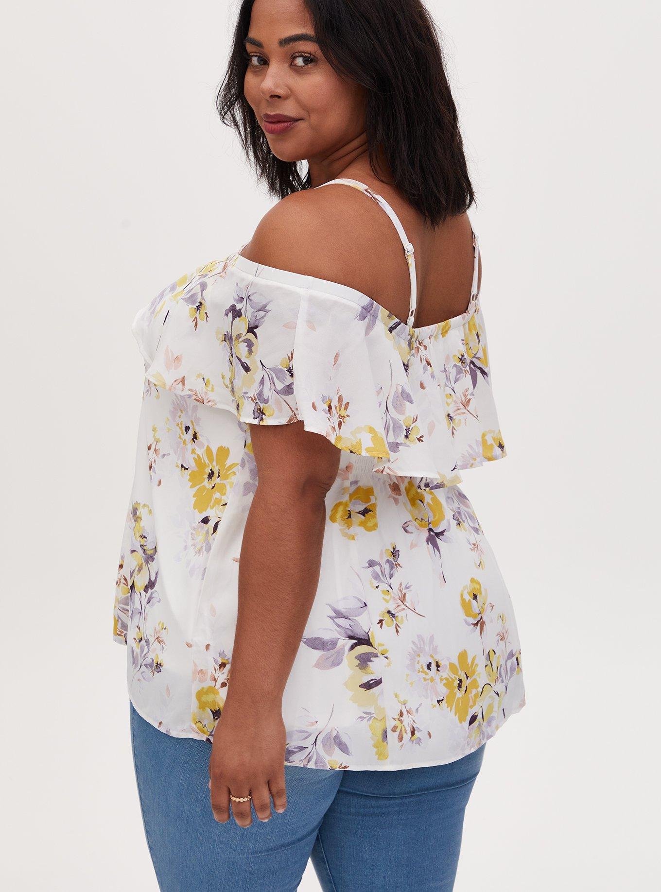 Plus Size Georgette Ruffle Cold Shoulder Blouse Torrid