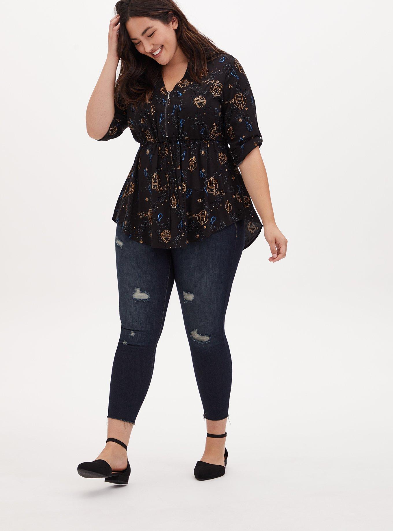 Harry Potter Potion Bottles Black Challis Zip Front Drawstring Tunic, MULTI, alternate