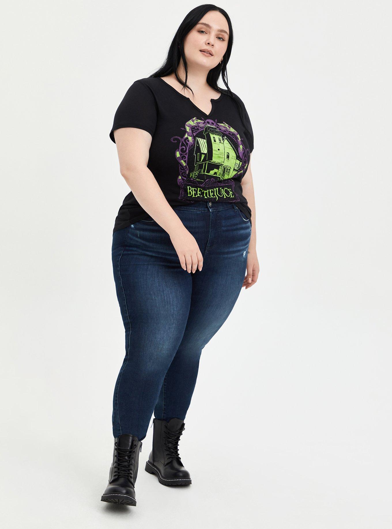 Plus Size Beetlejuice Heavy Metal Black Top, DEEP BLACK, alternate