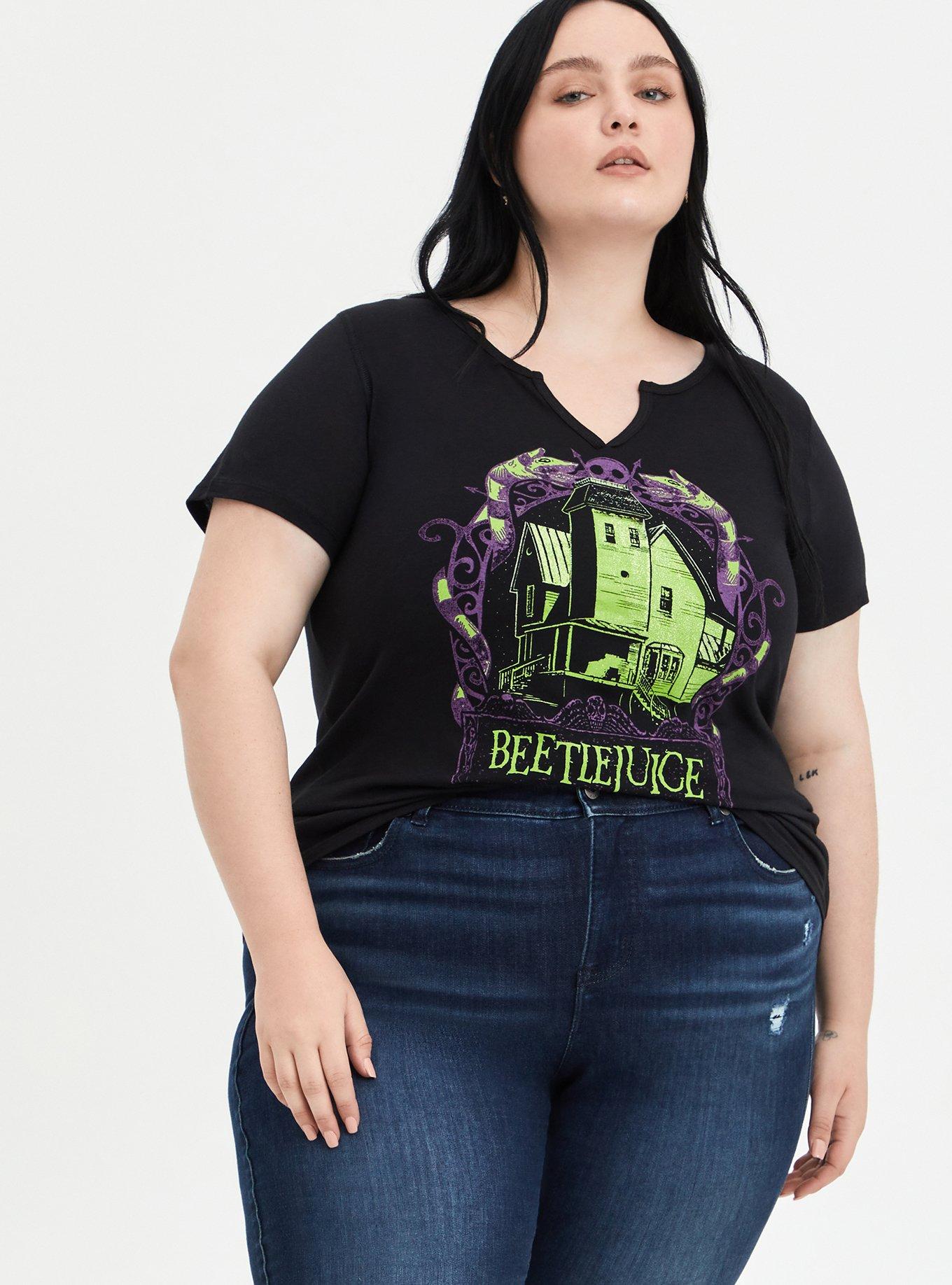 Plus Size Beetlejuice Heavy Metal Black Top, DEEP BLACK, hi-res