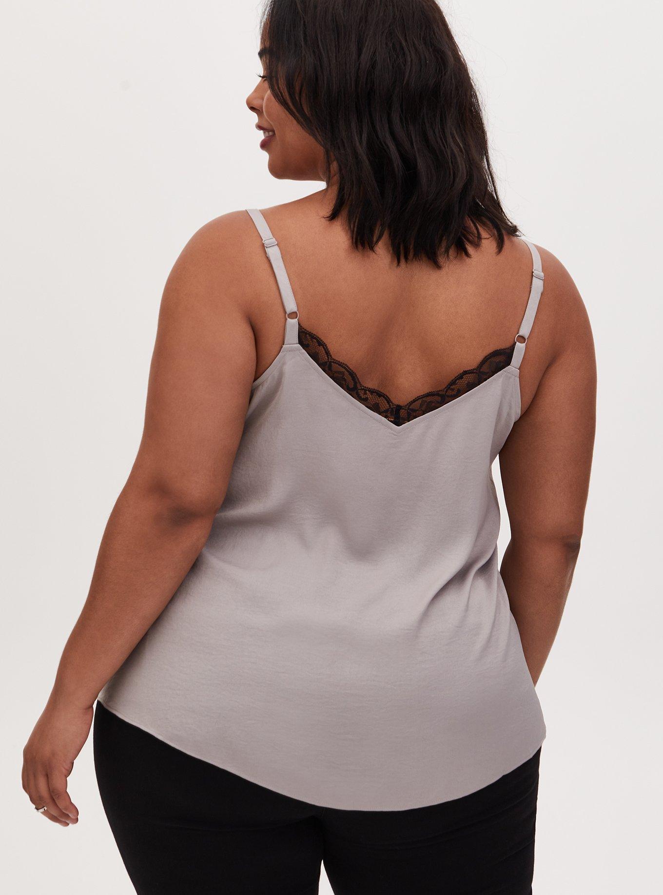 Plus Size Sophie Satin Lace Trim Swing Cami, ASH, alternate