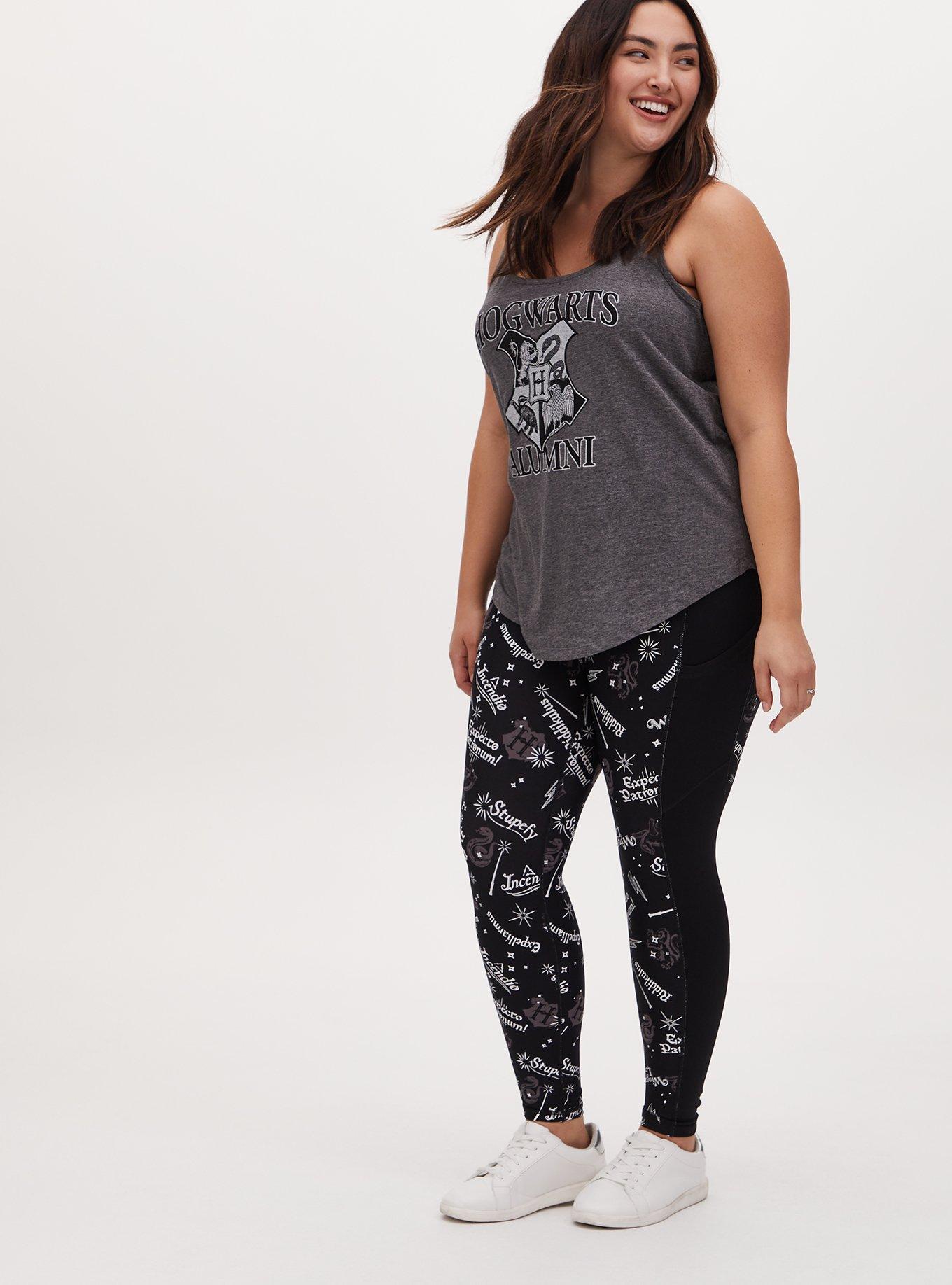 Plus Size - Harry Potter Spell & Icon Black Crop Active Legging