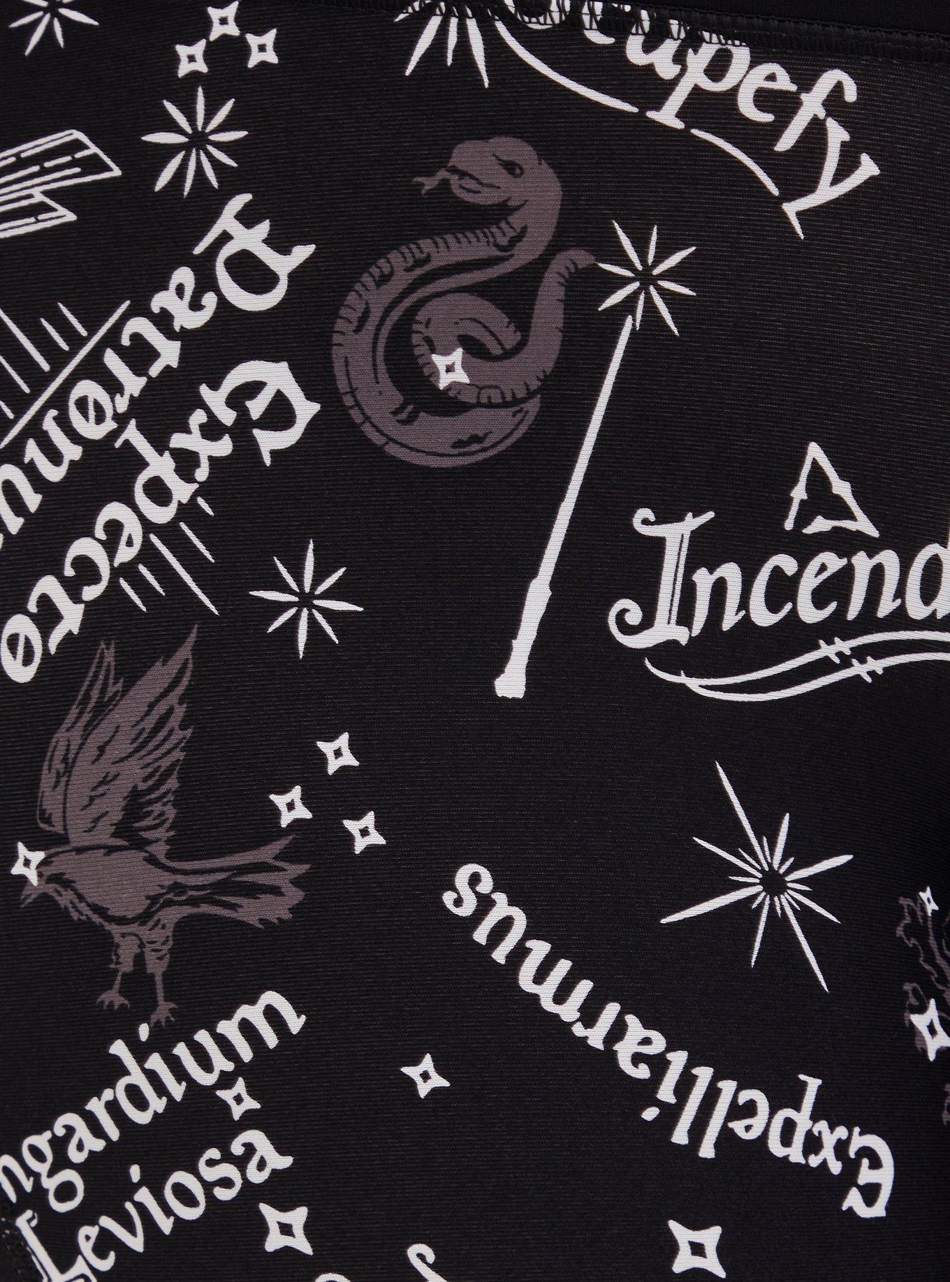 Harry Potter Spell & Icon Black Crop Active Legging with Pockets, BLACK, alternate