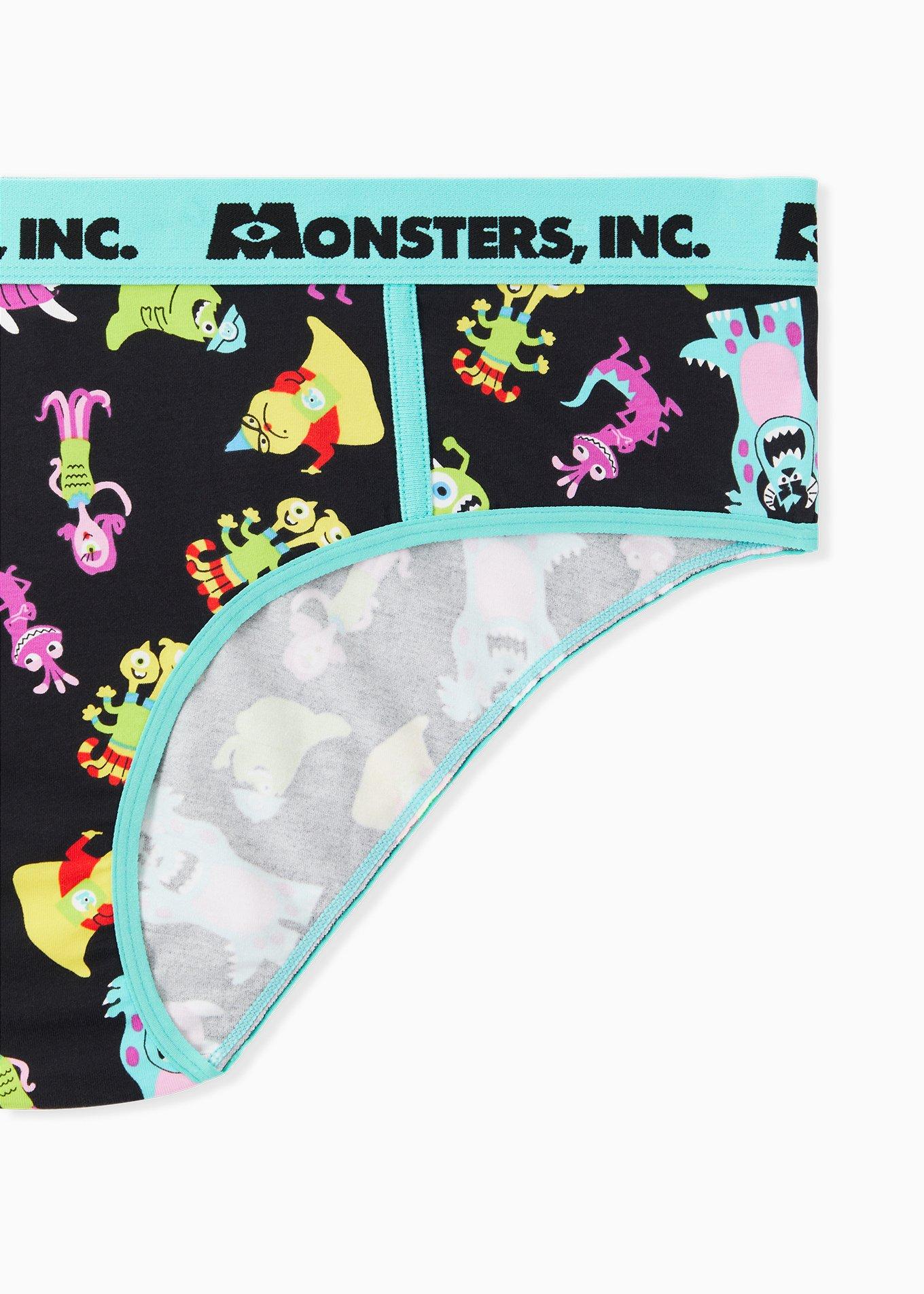 Plus Size Disney Monsters Inc. Aqua & Black Cotton Hipster Panty, MULTI, alternate