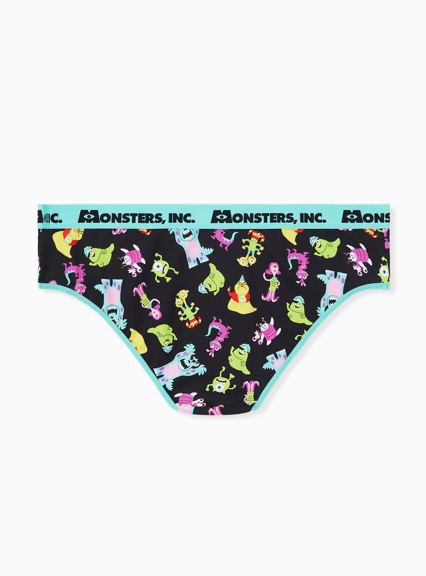 Plus Size Disney Monsters Inc. Aqua & Black Cotton Hipster Panty, MULTI, alternate