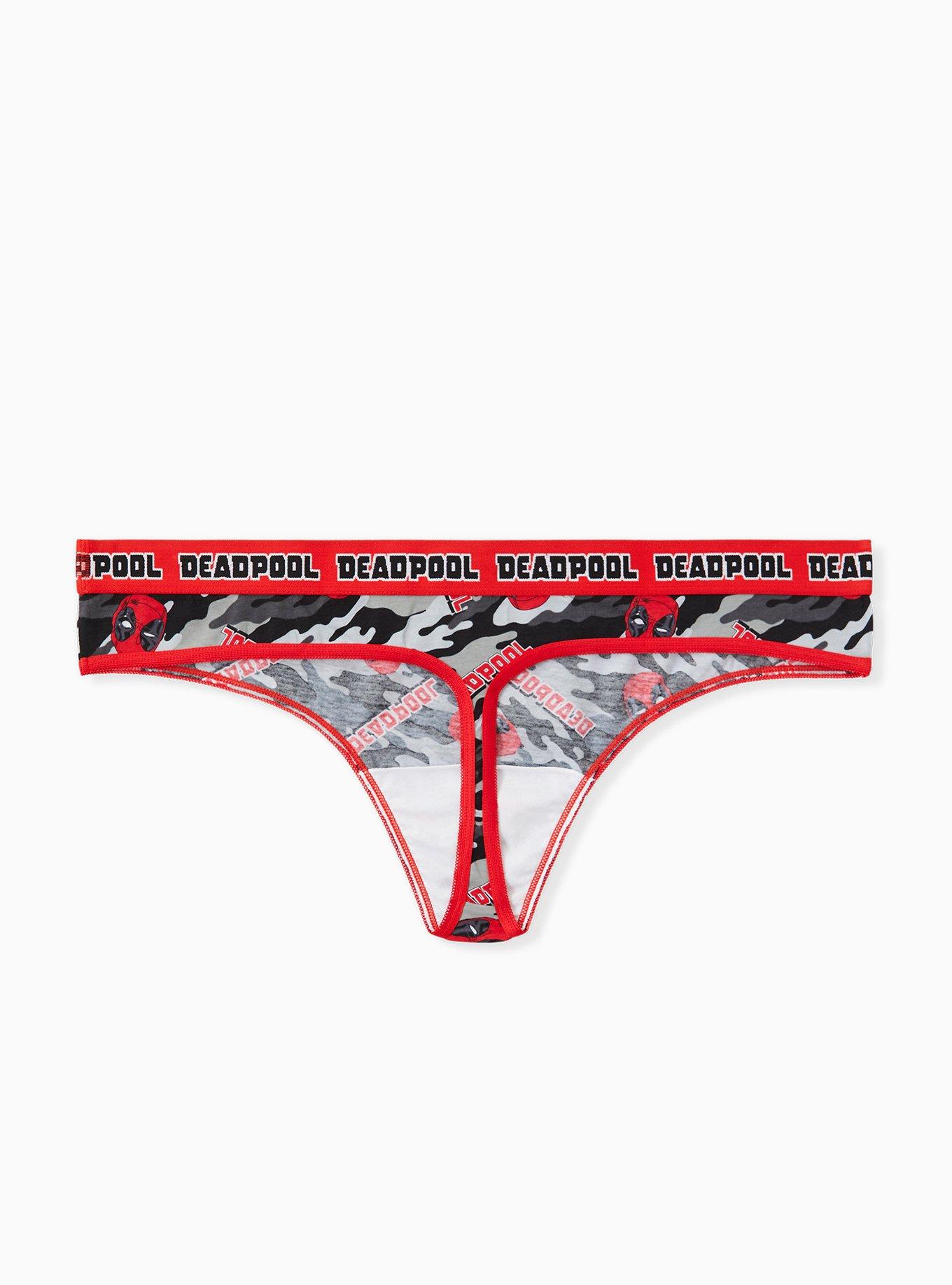 Marvel Deadpool Red & Grey Camo Cotton Thong Panty , MULTI, alternate