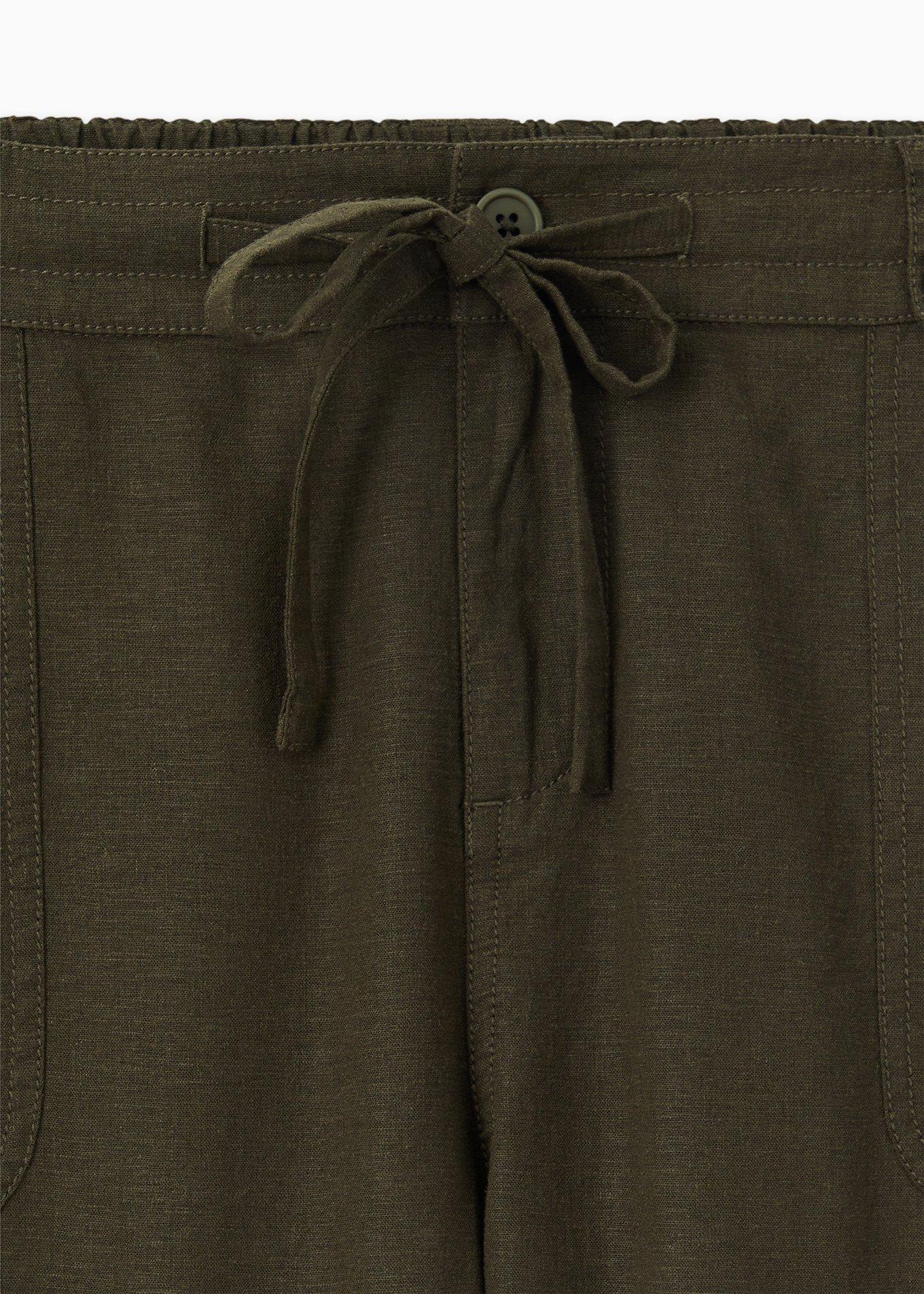 Crop Drawstring Cargo Pant - Linen Olive Green , DEEP DEPTHS, alternate