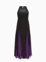 Plus Size Disney The Little Mermaid Ursula Special Occasion Black & Purple Godet Gown , BLACK PURPLE, hi-res