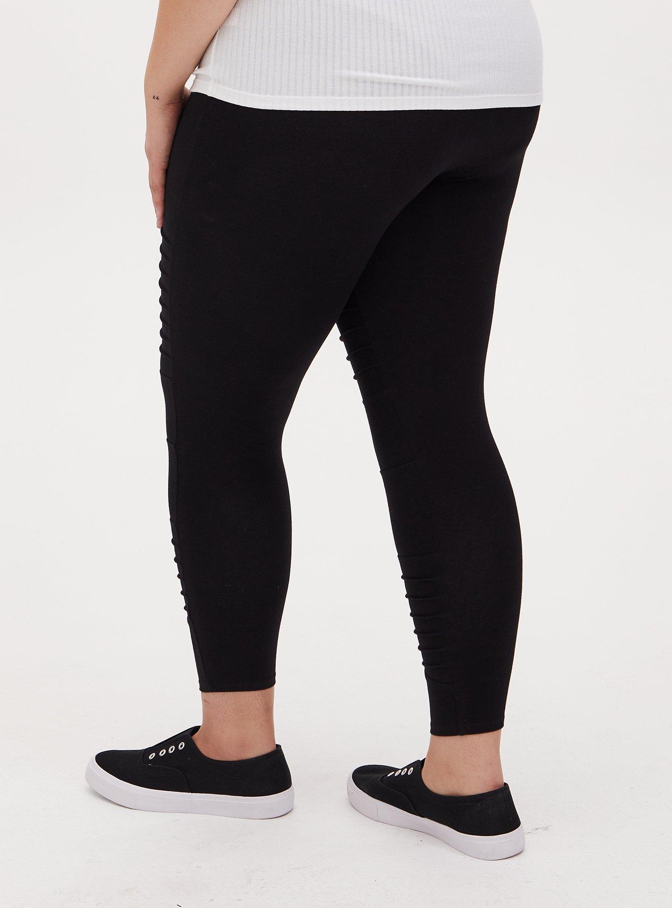 Plus Size - Full Length Comfort Waist Pintuck Moto Premium Legging - Torrid