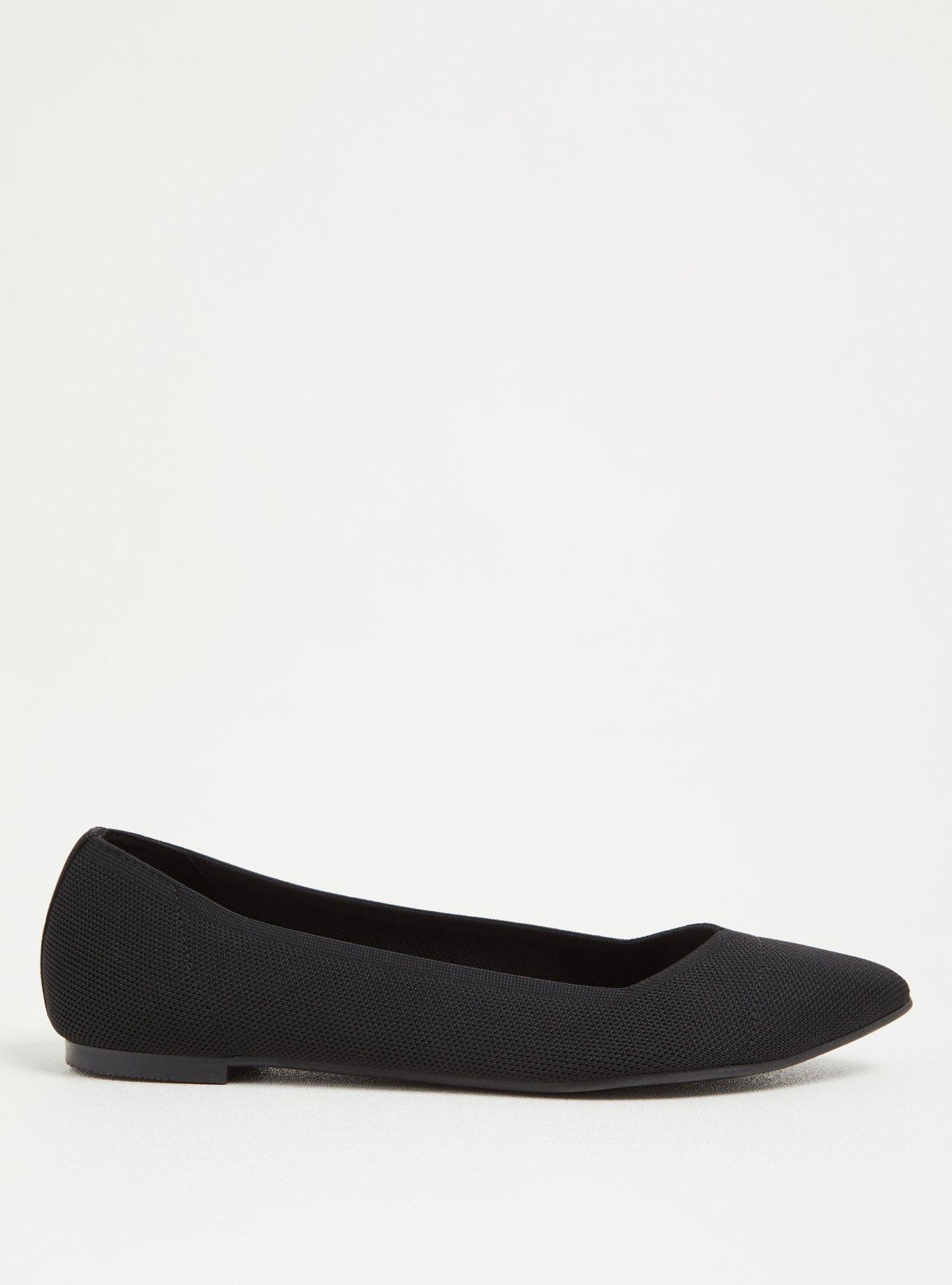 Plus Size Knit Pointed Toe Flat (WW), BLACK, alternate