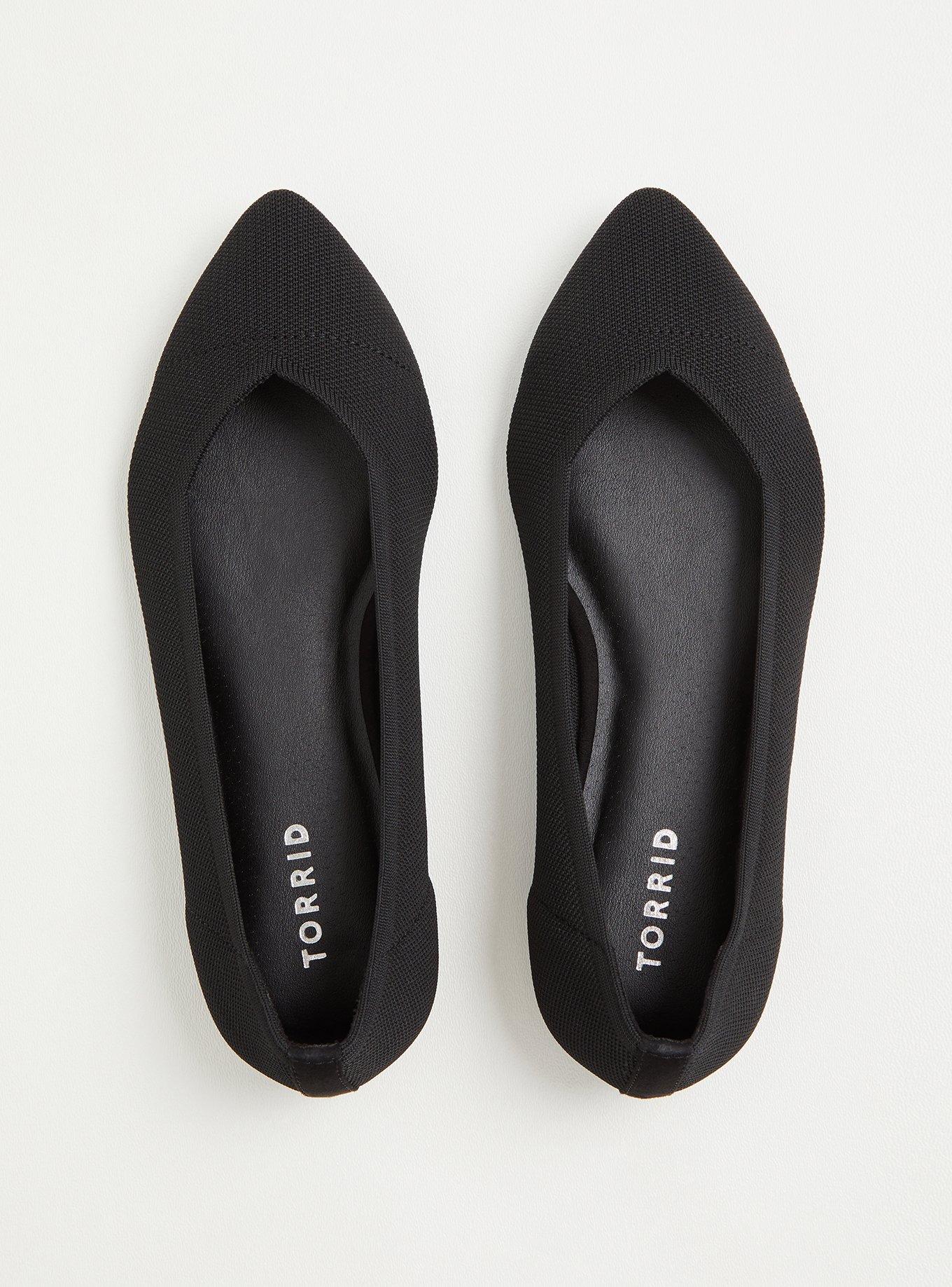 Plus Size Knit Pointed Toe Flat (WW), BLACK, alternate