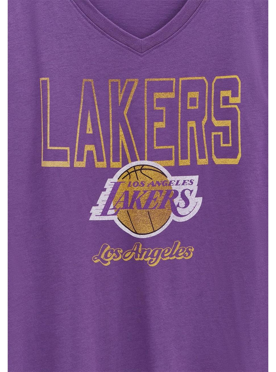 Plus Size - NBA LA Lakers V-Neck Tee - Purple - Torrid