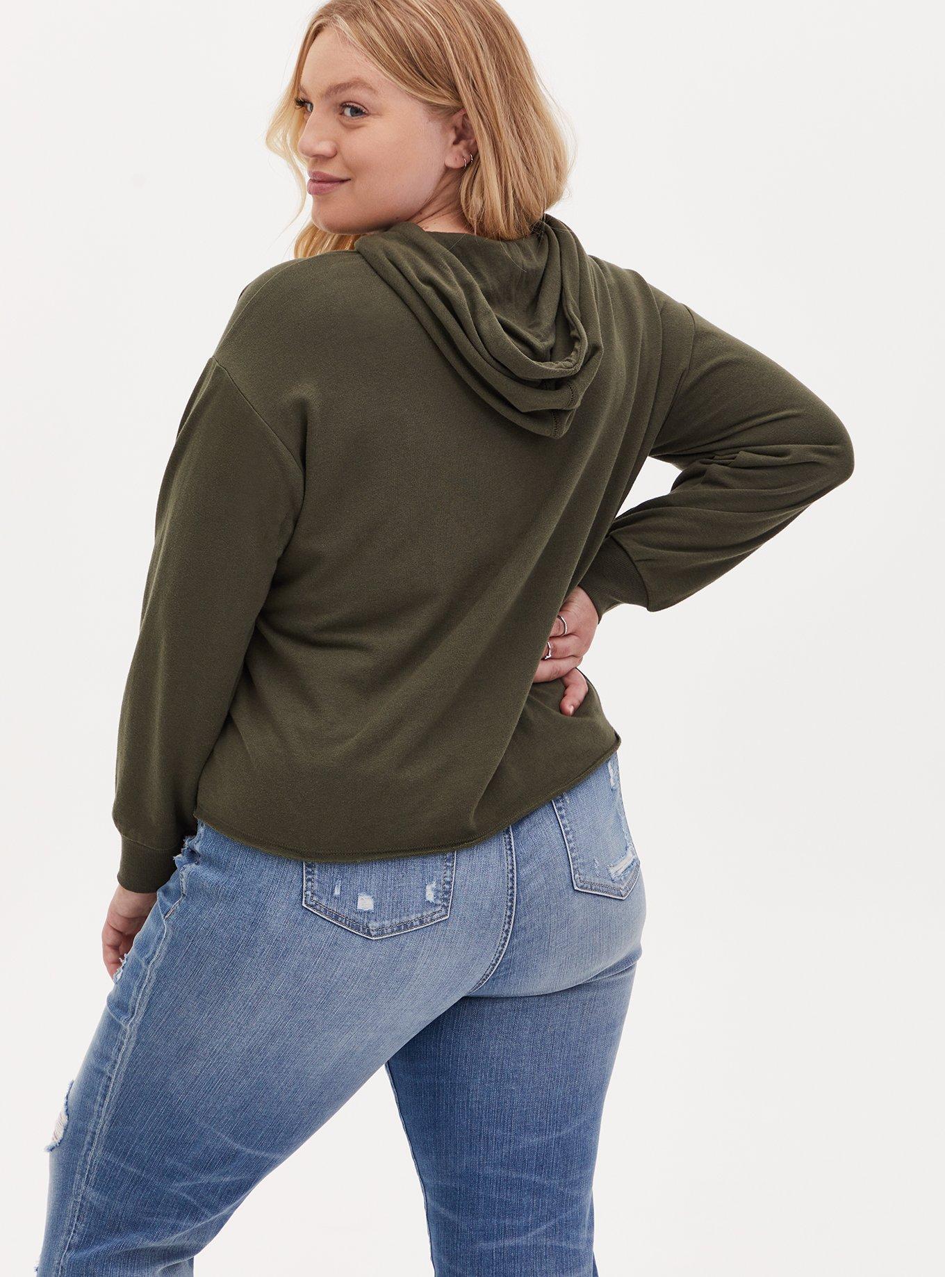 Plus Size Her Universe Studio Ghibli Spirited Away No-Face Olive Green Crop Hoodie, DEEP DEPTHS, alternate