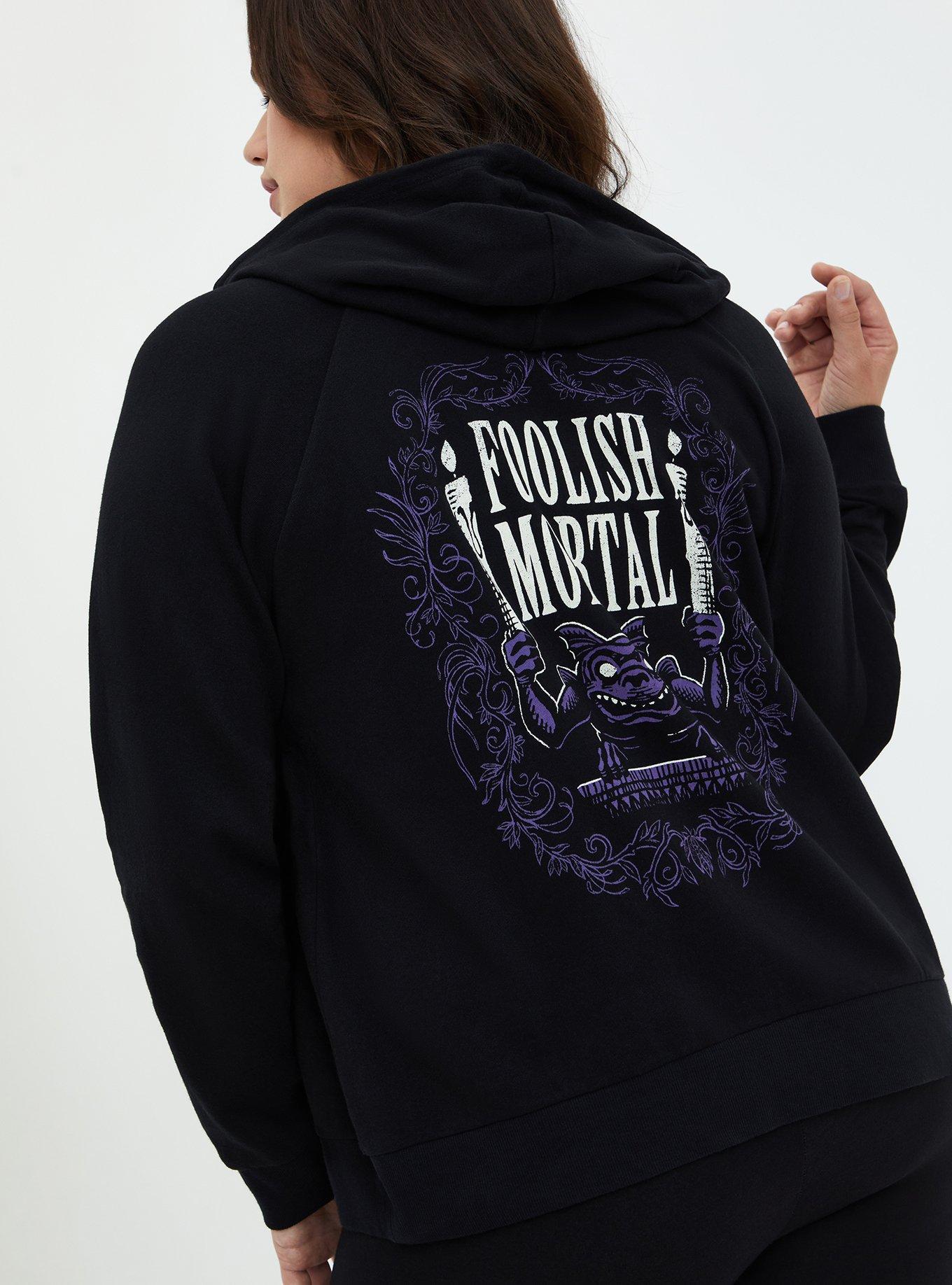 Plus Size Disney The Haunted Mansion Foolish Mortal Black Zip