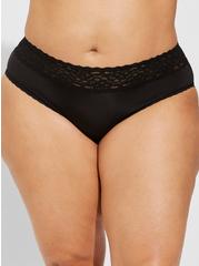 Second Skin Mid-Rise Hipster Lace Trim Panty, BLACK, alternate