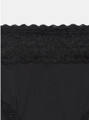 Plus Size Second Skin Mid-Rise Hipster Lace Trim Panty, RICH BLACK, alternate
