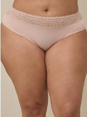 Second Skin Mid-Rise Hipster Lace Trim Panty, ROSE DUST, alternate
