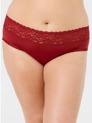Second Skin Mid-Rise Hipster Lace Trim Panty, RHUBARB, alternate