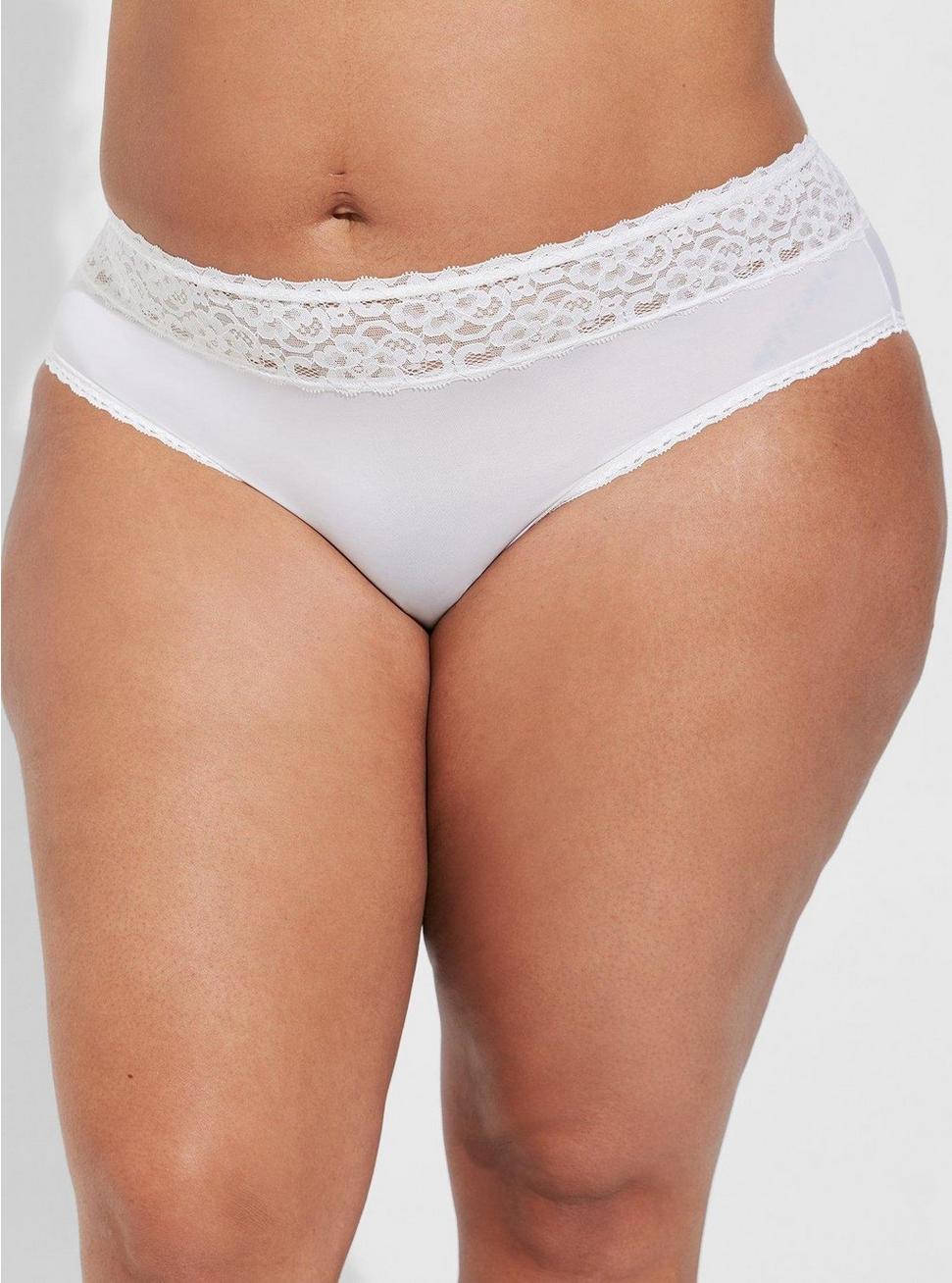 Second Skin Mid-Rise Hipster Lace Trim Panty, CLOUD DANCER, alternate