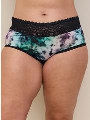 Second Skin Mid-Rise Hipster Lace Trim Panty, MOON TIE DYE, alternate