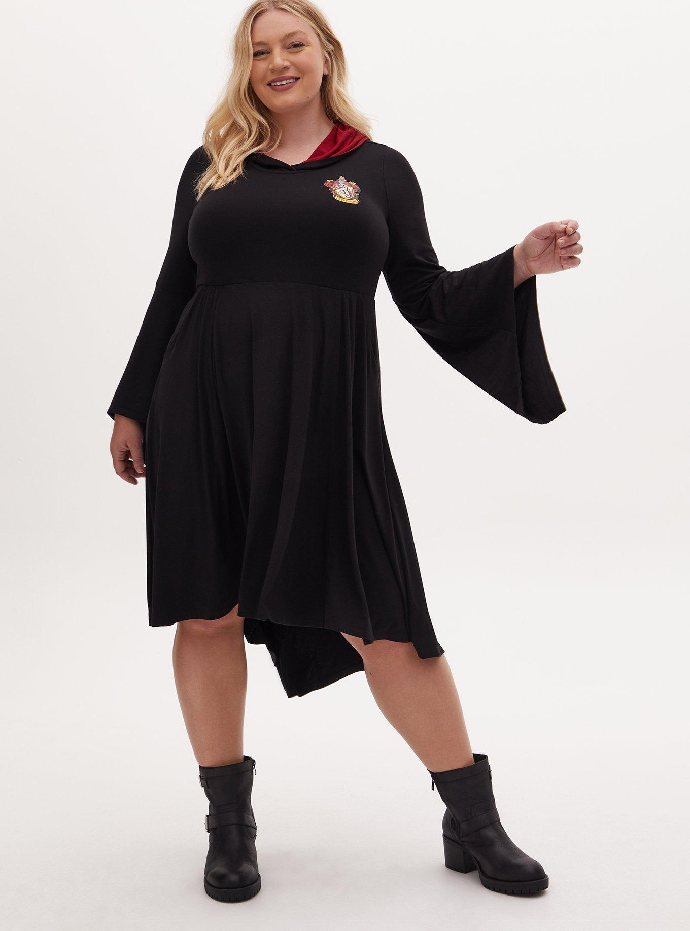 Plus Size - Harry Potter Gryffindor Crest Black Hi-Lo Hooded Dress - Torrid